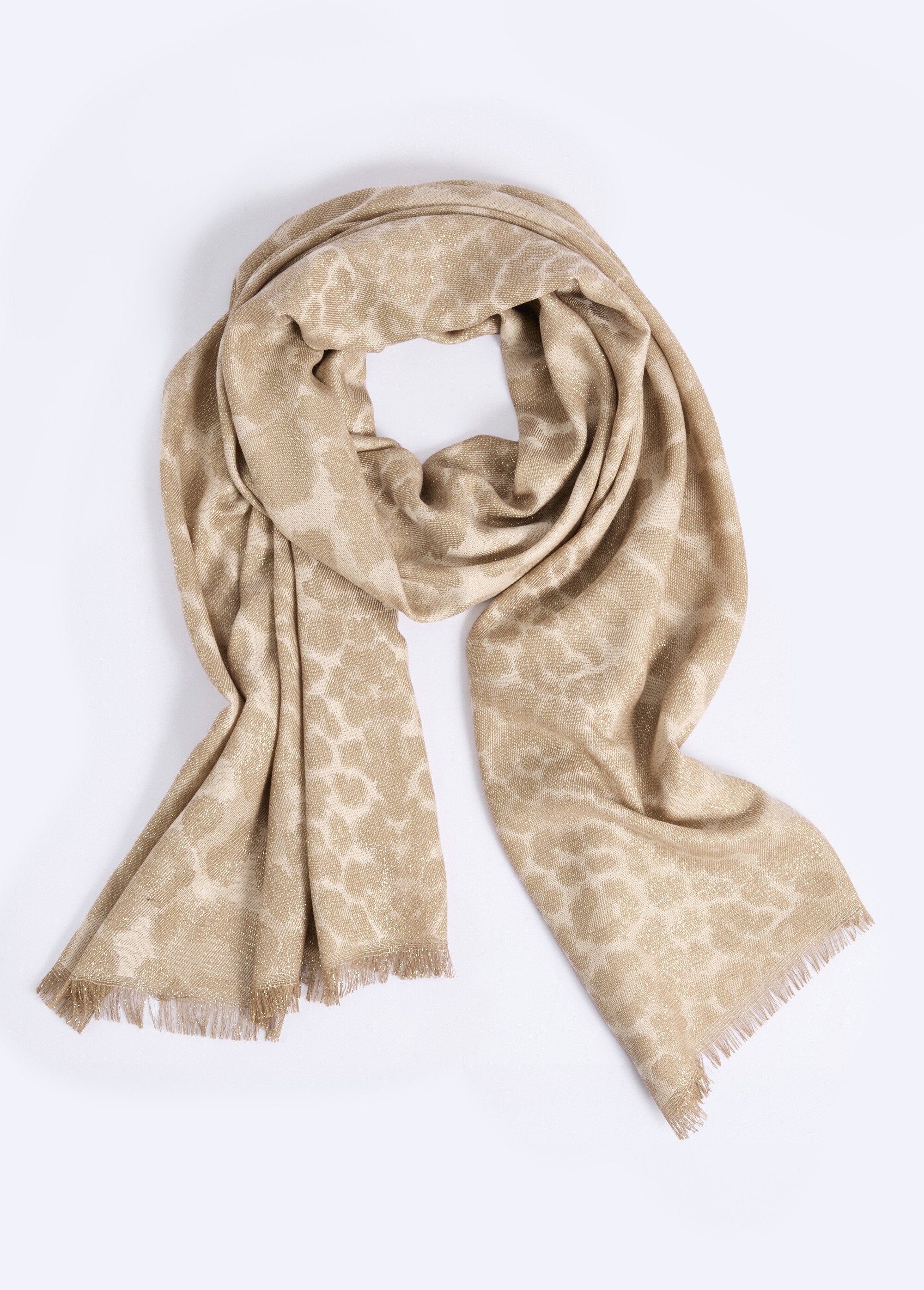 Echarpe_fine_motif_animalier_métallisé_Beige_FA1_slim