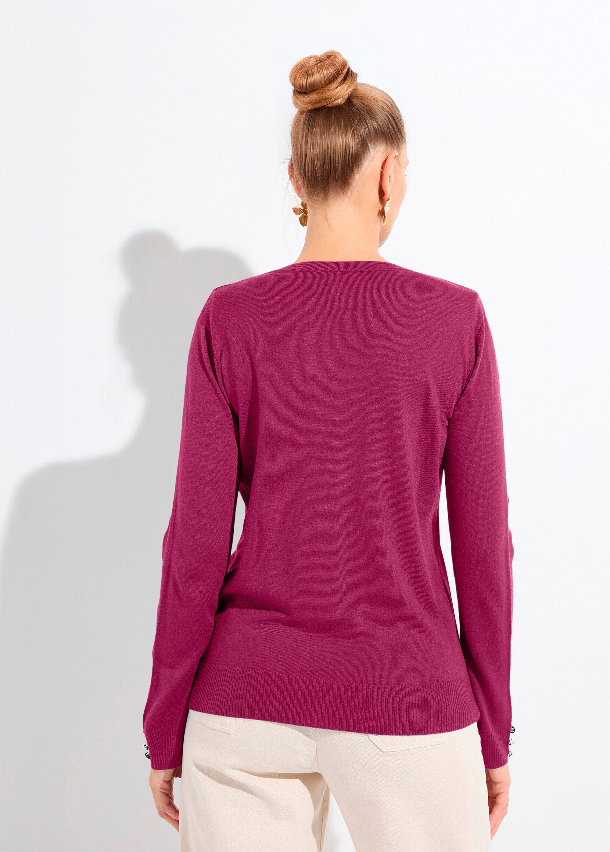 Gilet_fin_col_rond_boutonné_jersey_uni_avec_laine_mérinos_Cassis_DO1_slim