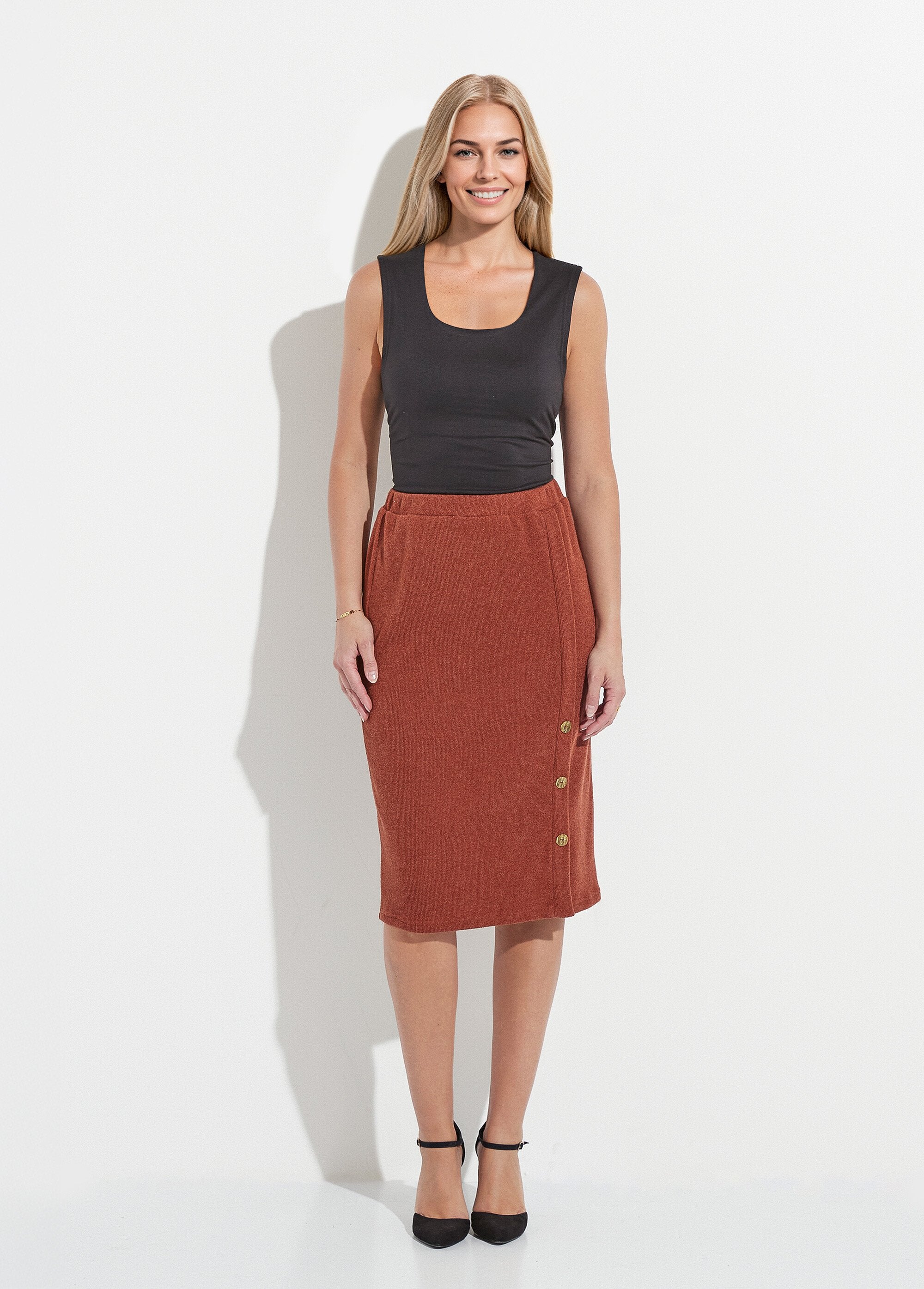 Jupe_longue_droite_maille_et_boutons_fantaisie_Camel_SF1_slim