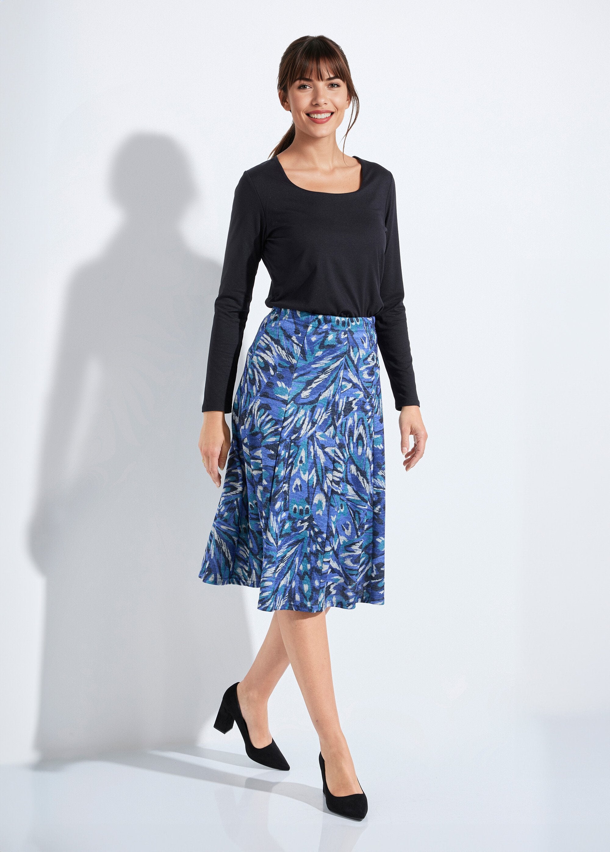 Saia_midi_flare_em_malha_quente_estampada_Imprime_bleu_SF1_slim