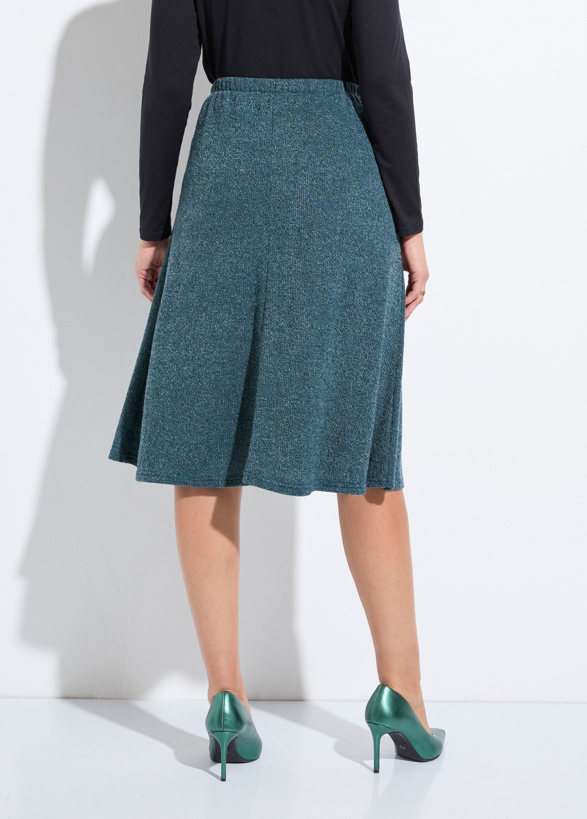 Jupe_mi_longue_évasée_maille_chaude_unie_Vert_DO1_slim