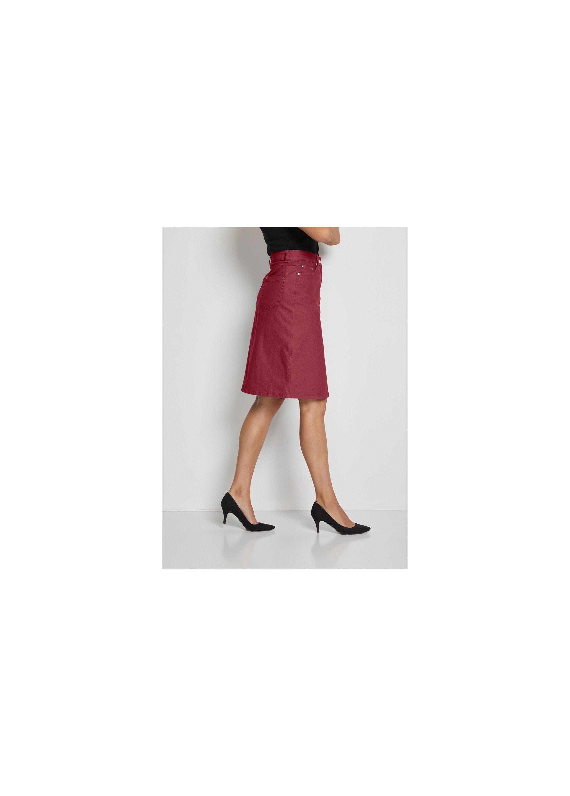Saia_MORPHOSTYLE_em_jeans_colorido_elástico_Grenat_DR1_slim