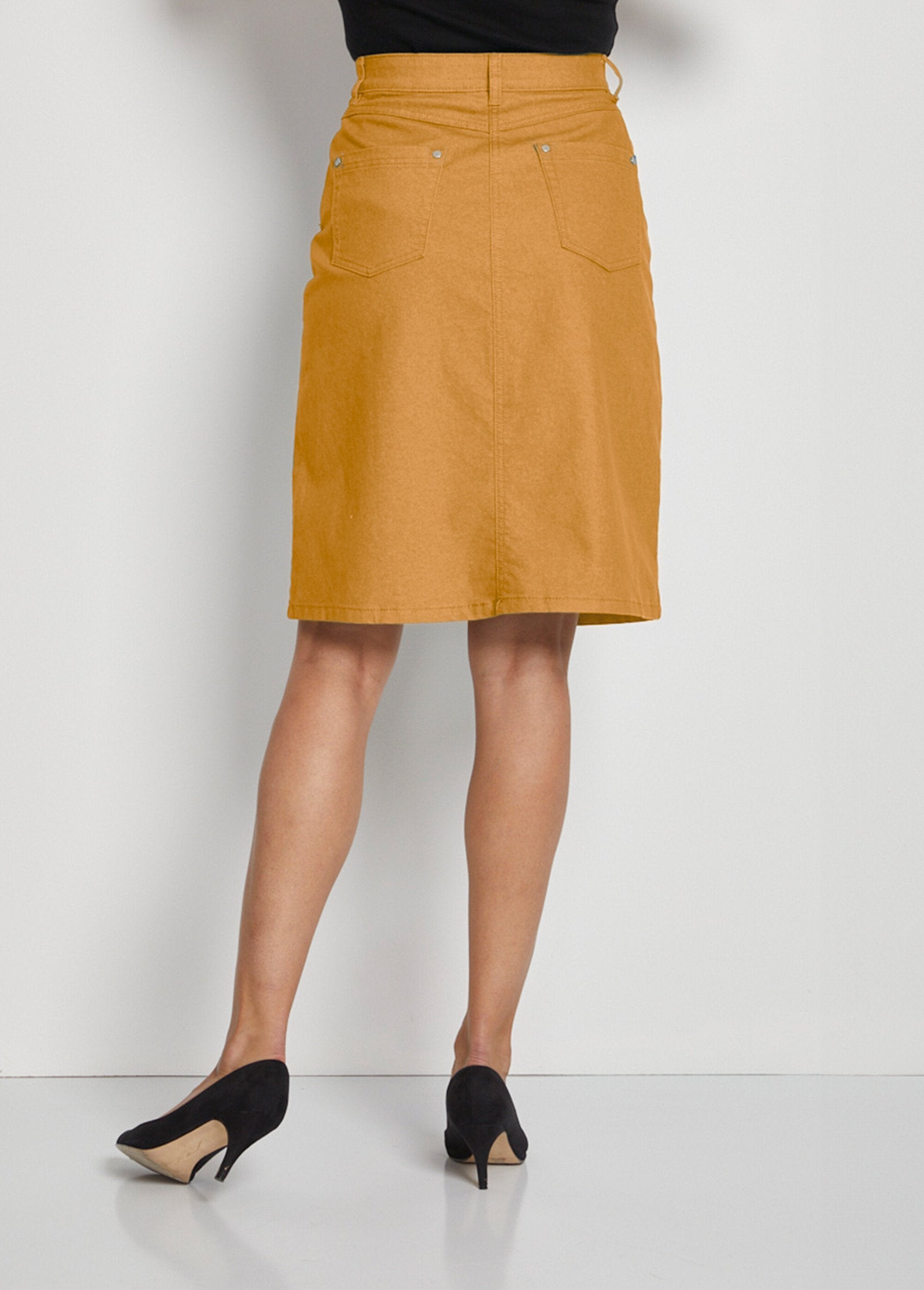Saia_MORPHOSTYLE_em_jeans_colorido_elástico_Miel_DO1_slim