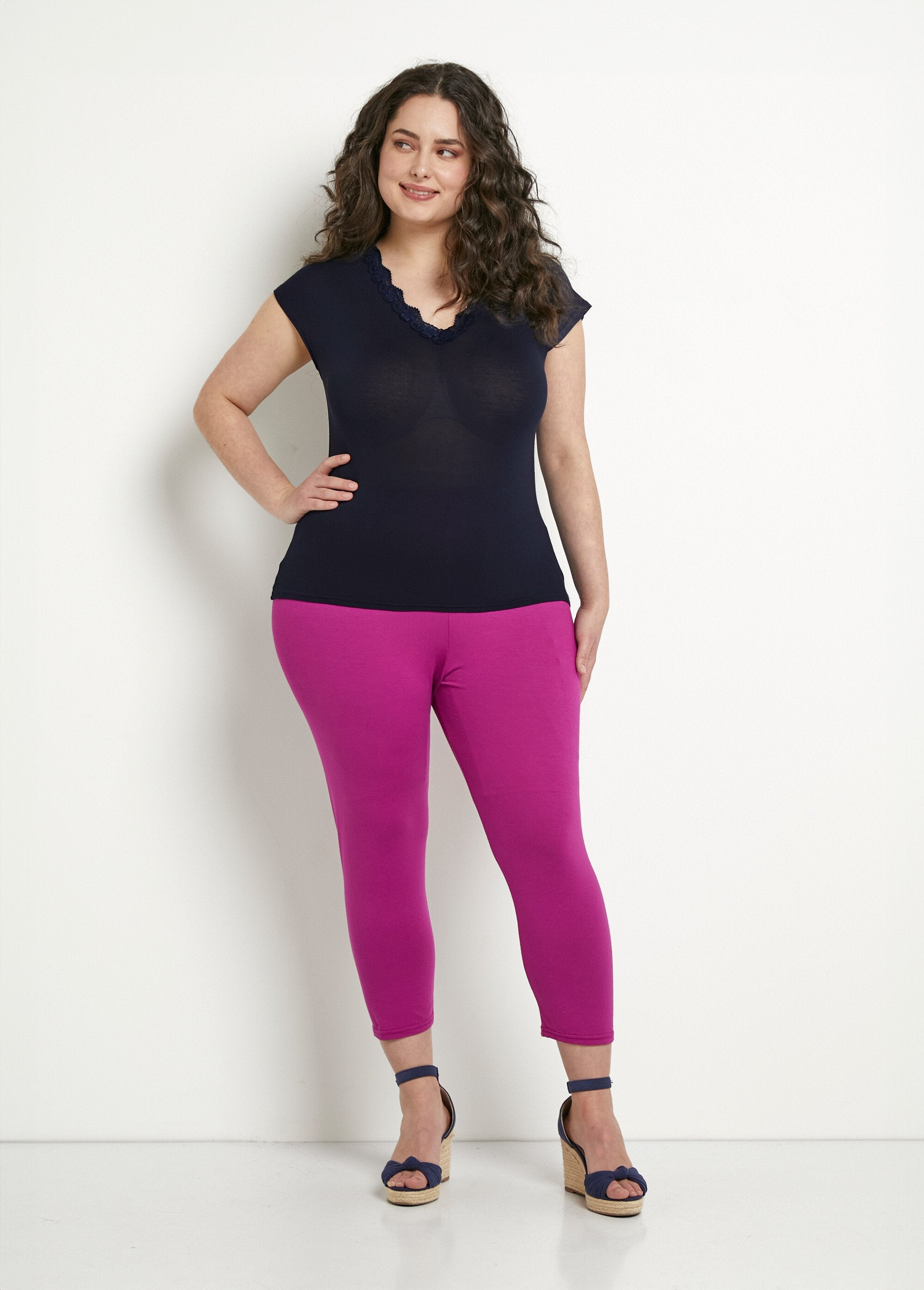 Legging_court_taille_élastiquée_extensible_Uni_cassis_SF1_curvy