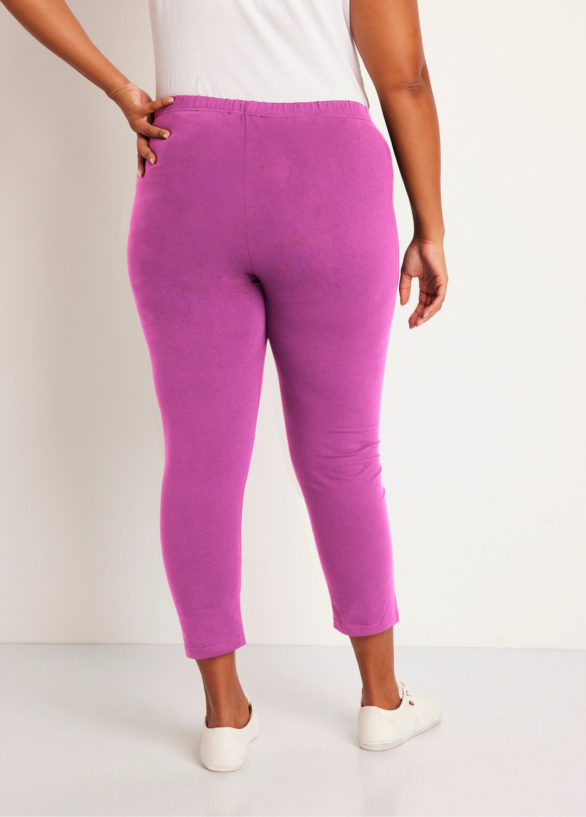 Legging_curta_lisa_com_cós_elástico_Fúcsia_DO1_curvy