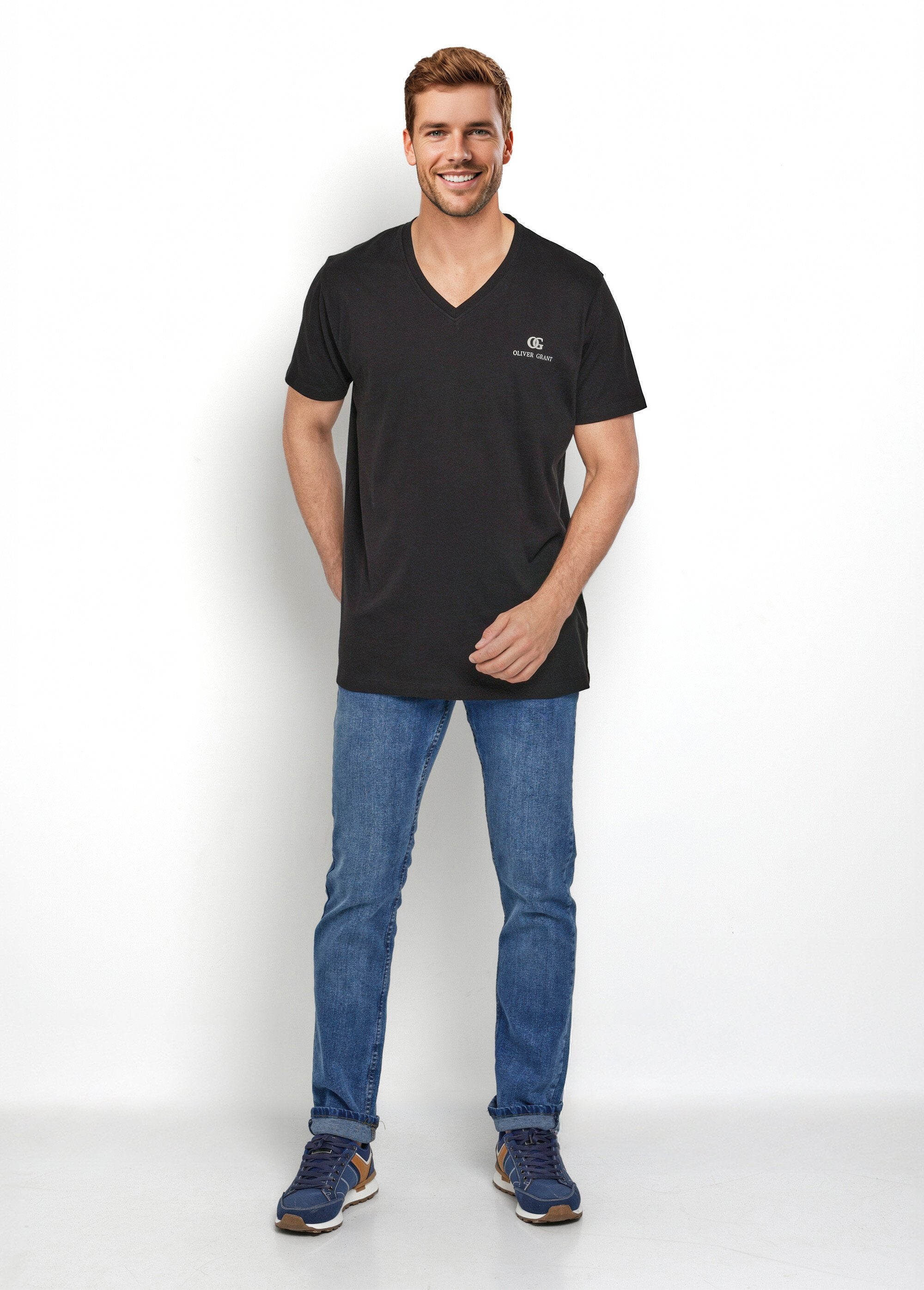 Camisetas_escuras_de_manga_curta_com_decote_em_V_Noir_SF1_slim