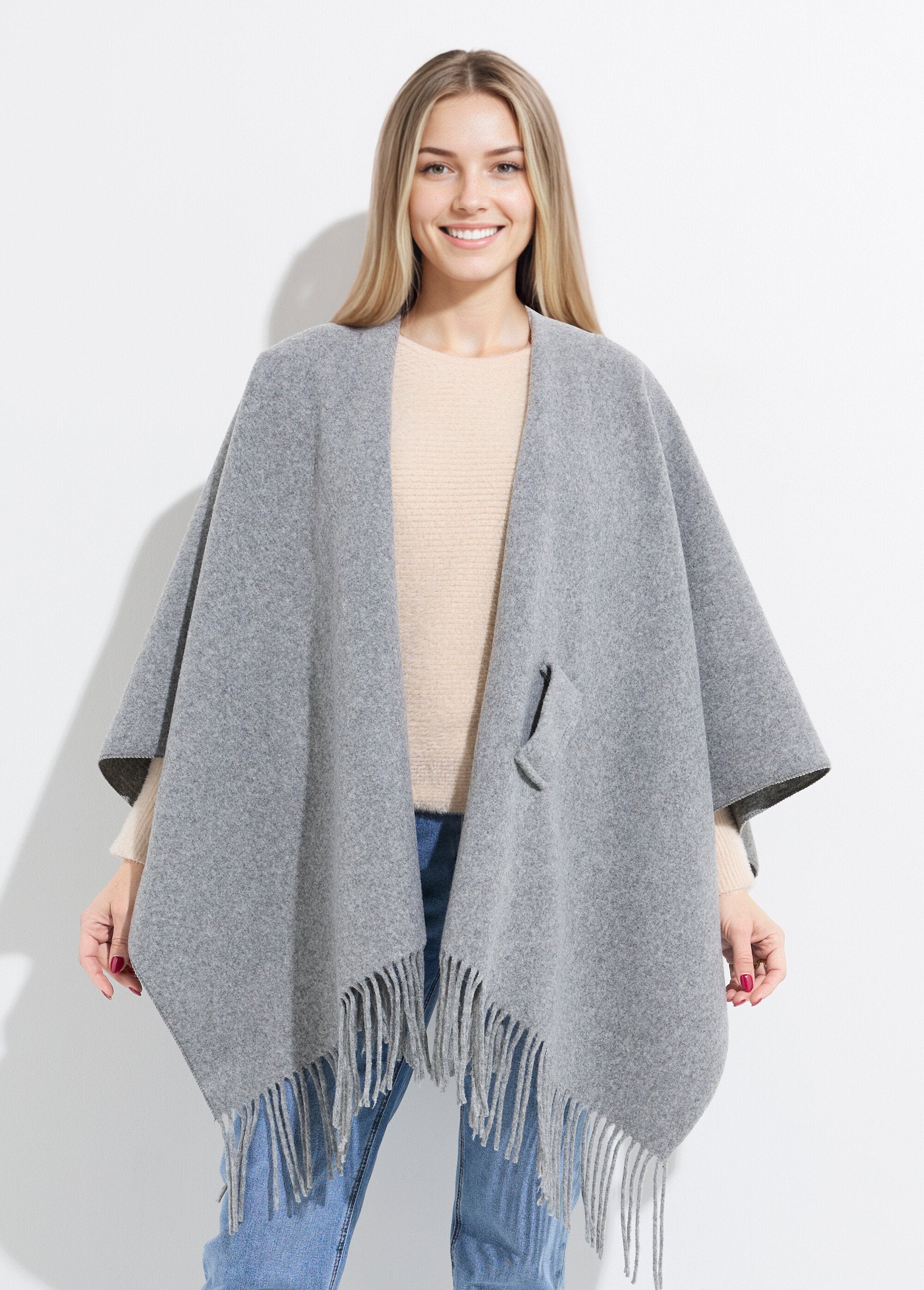 Manteau_cape_à_franges_aspect_lainage_Gris_FA1_slim