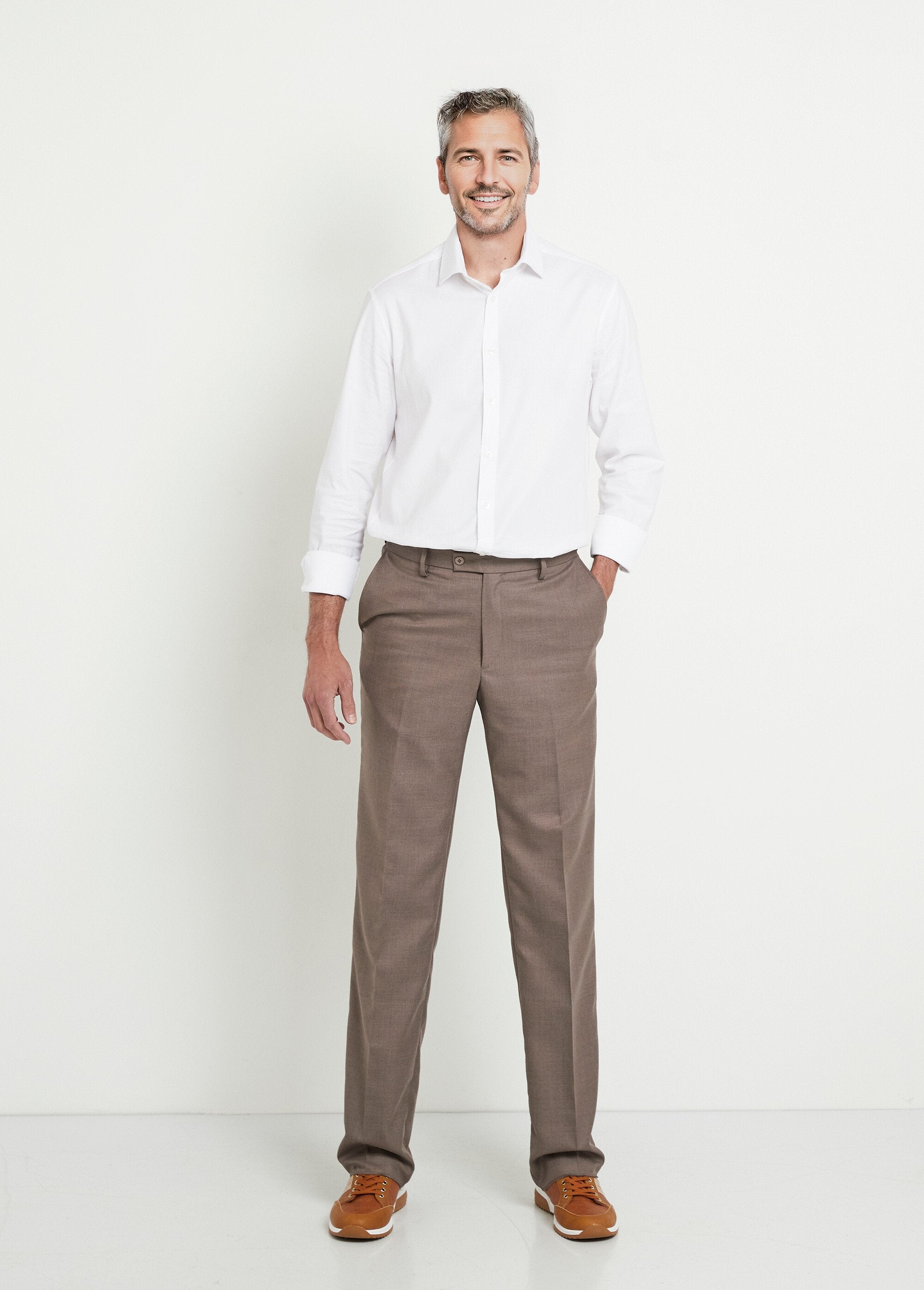 Calças_com_cós_invisível_ajustável_em_tecido_sarja_de_lã_Beige_fonce_SF1_slim