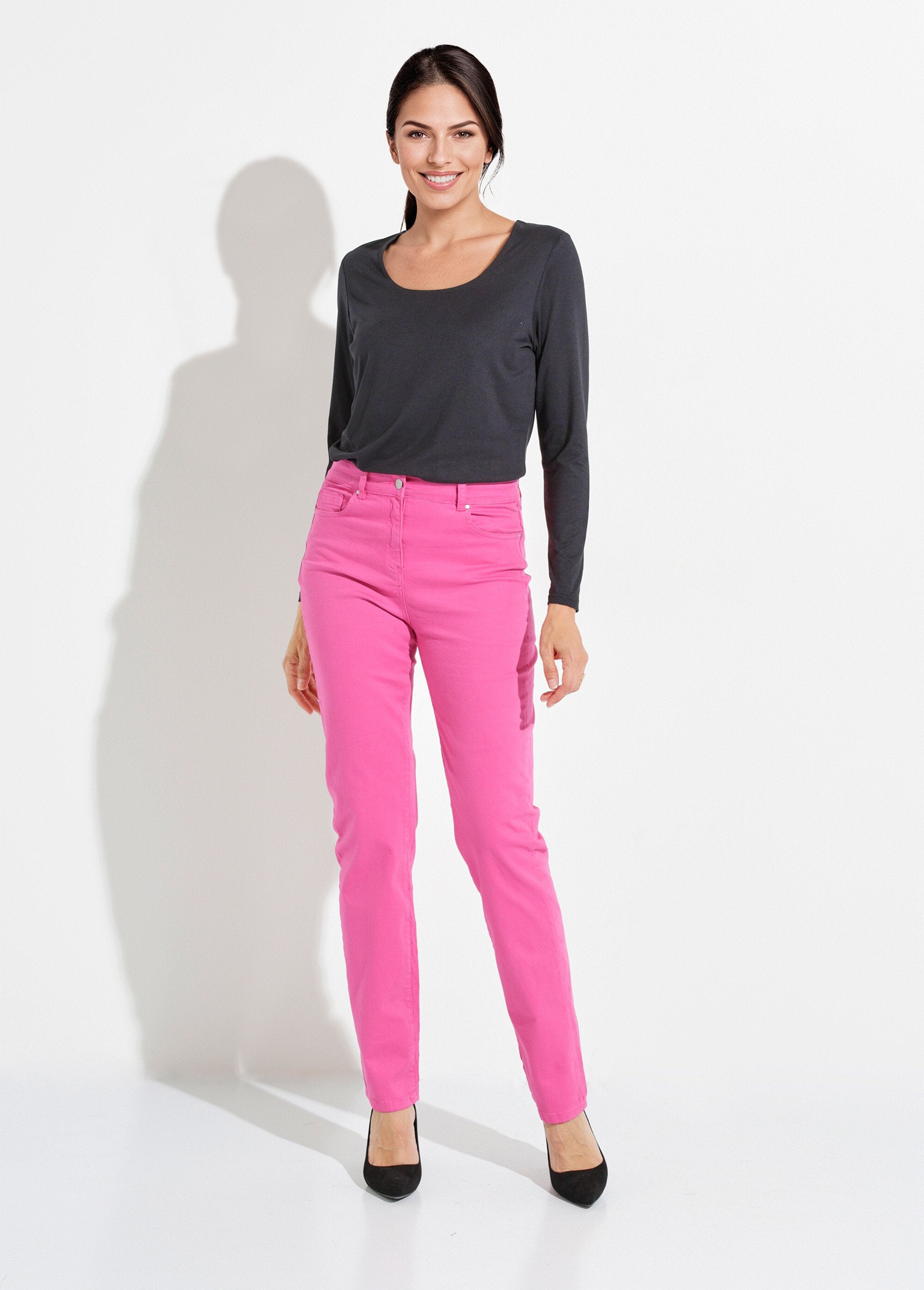 Calças_de_algodão_stretch_com_5_bolsos_e_perna_direita_Rose_magenta_SF1_slim