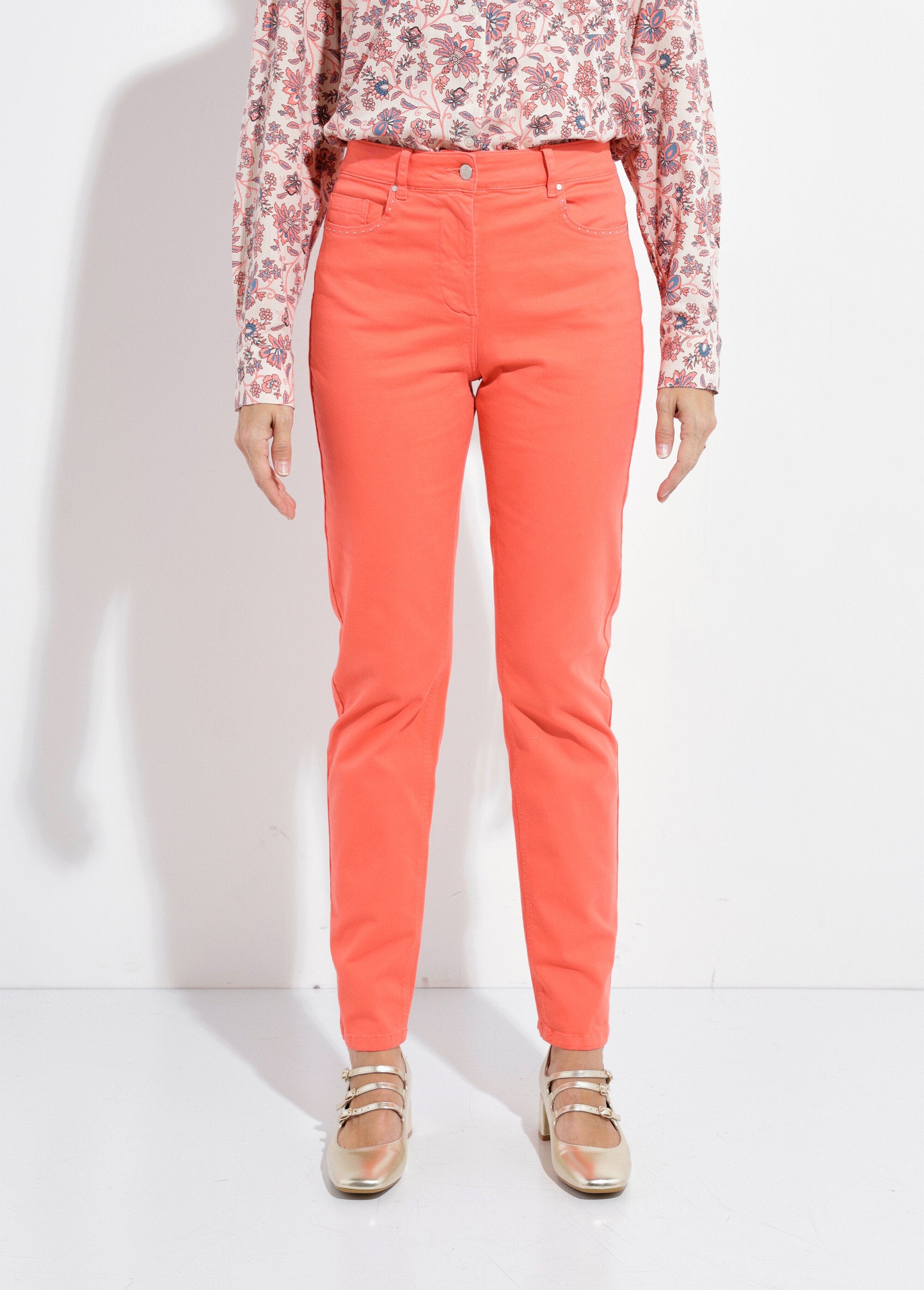 Pantalon_droit_5_poches_coton_stretch_Corail_FA1_slim