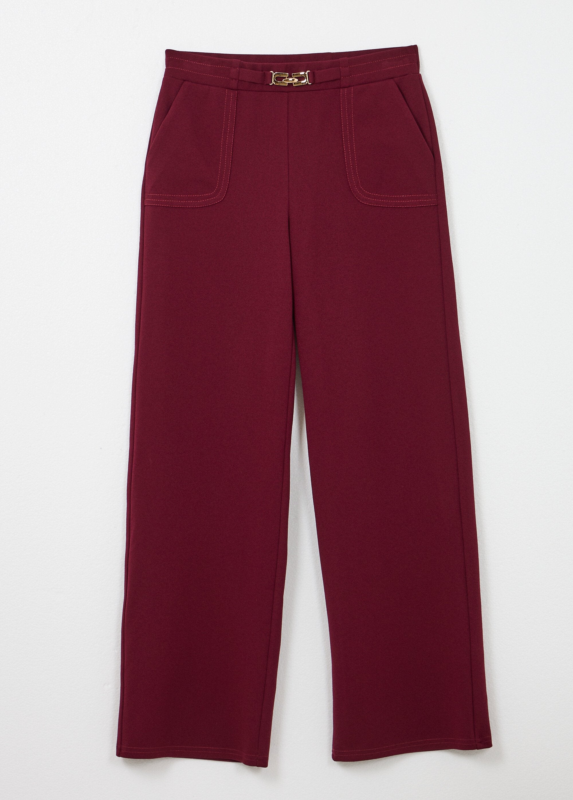 Calça_reta_com_cós_elástico_e_cinto_joia_Bordeaux_AP1_slim