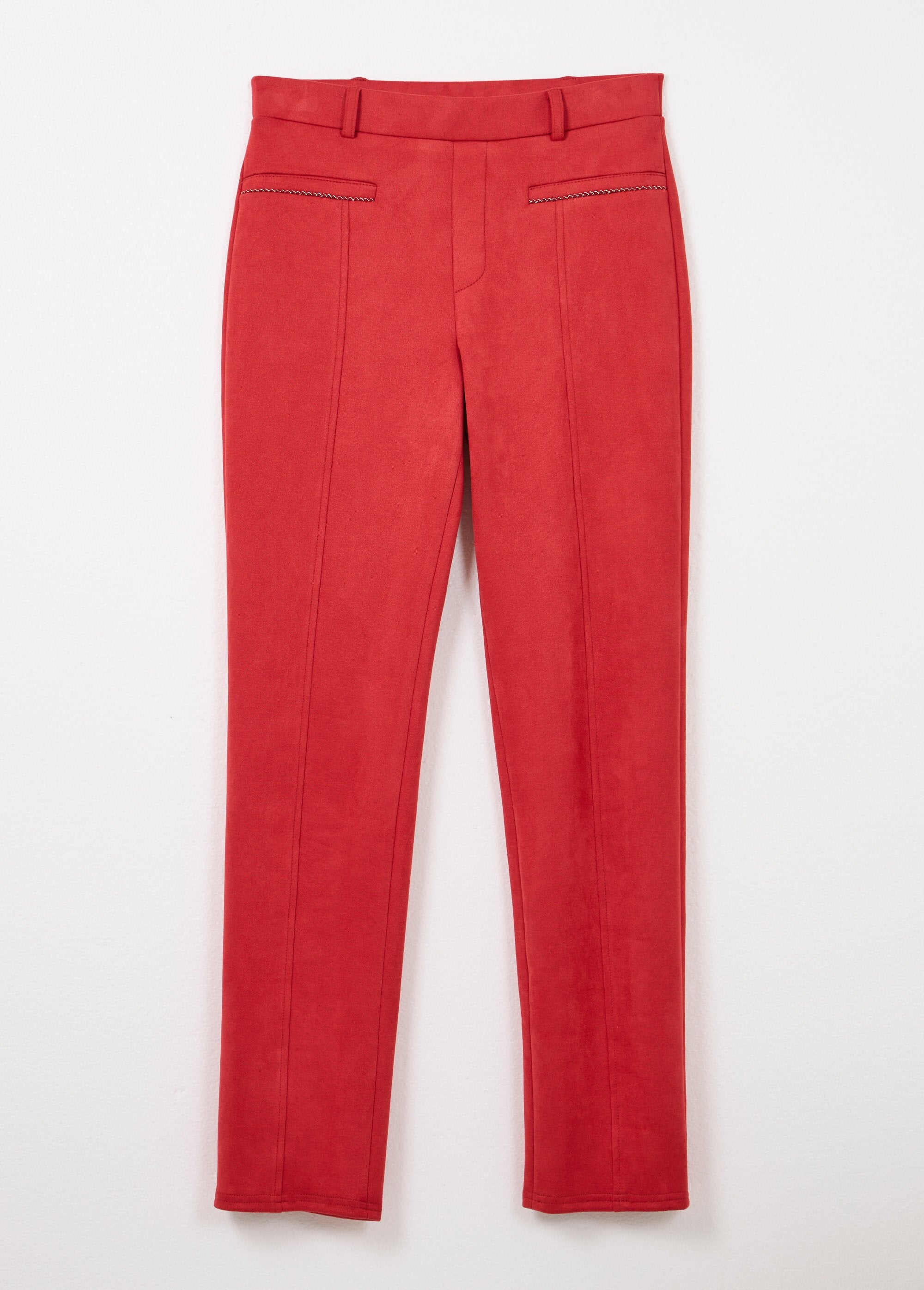 Calça_reta_de_camurça_com_cós_elástico_e_barriga_lisa_Tomette_AP1_slim