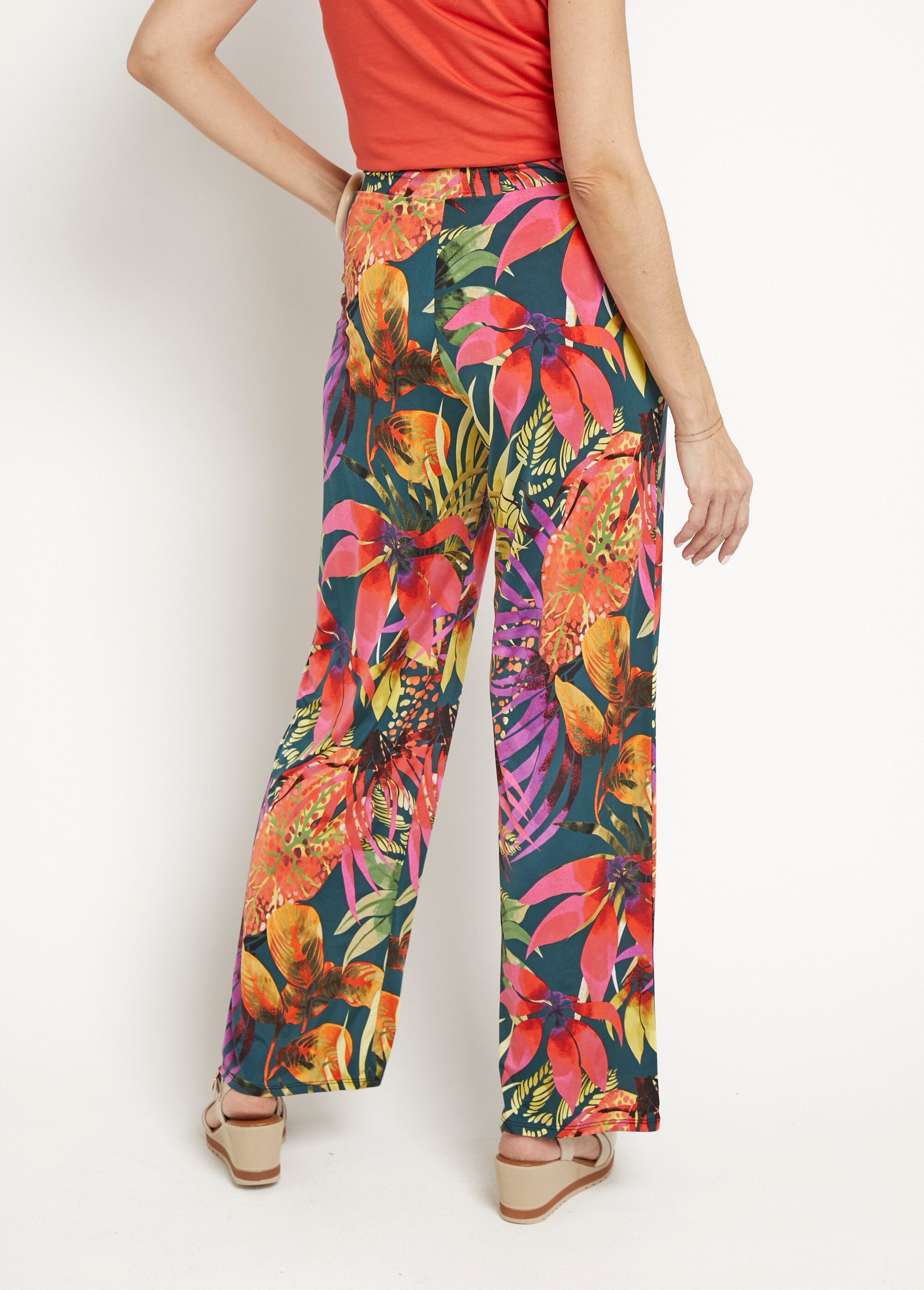 Calça_elástica_fluida,_floral_tropical_Multicolore_DO1_slim