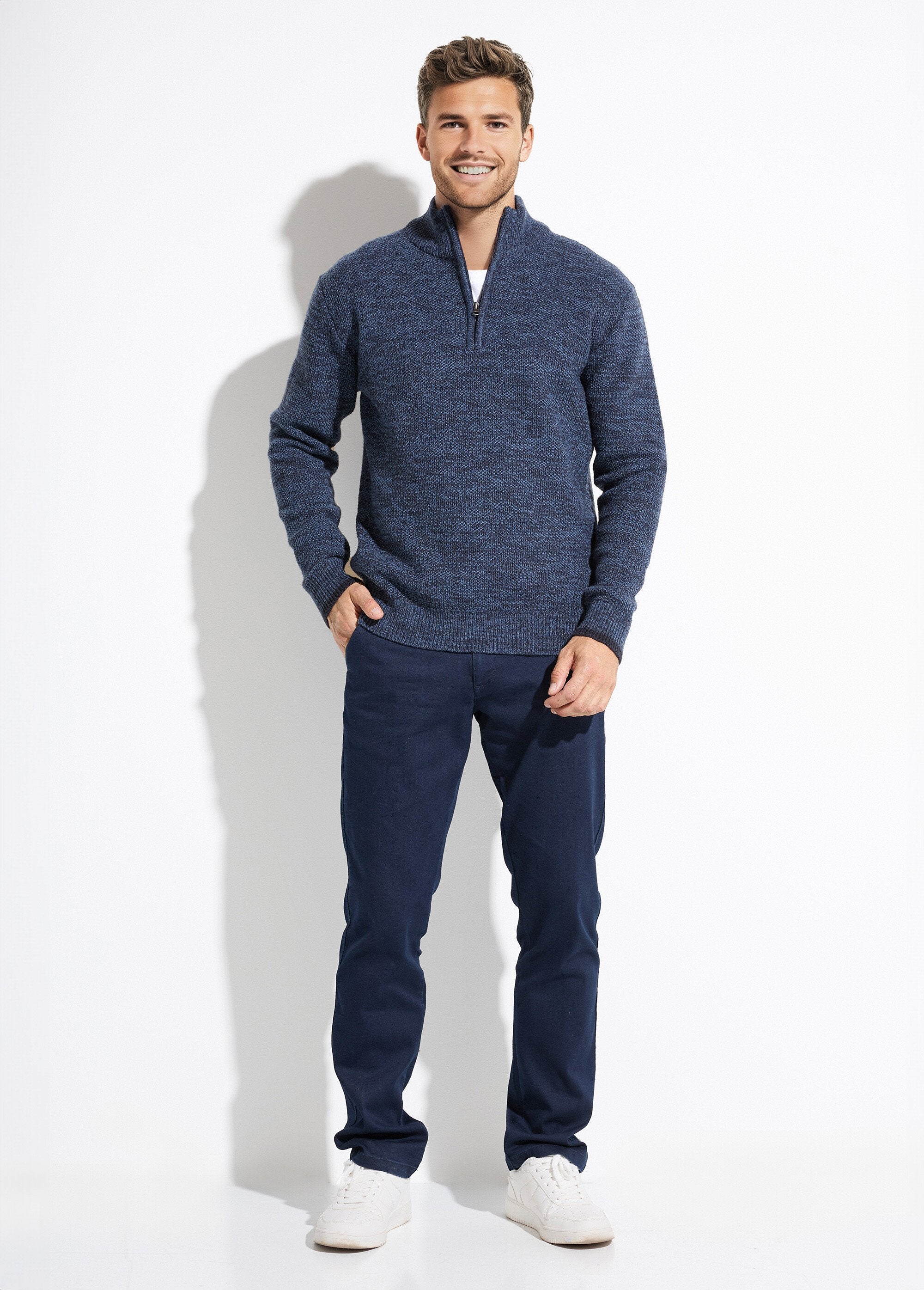 Camisola_de_gola_alta_com_fecho_de_correr_em_lã_de_malha_mosqueada_Bleu_SF1_slim