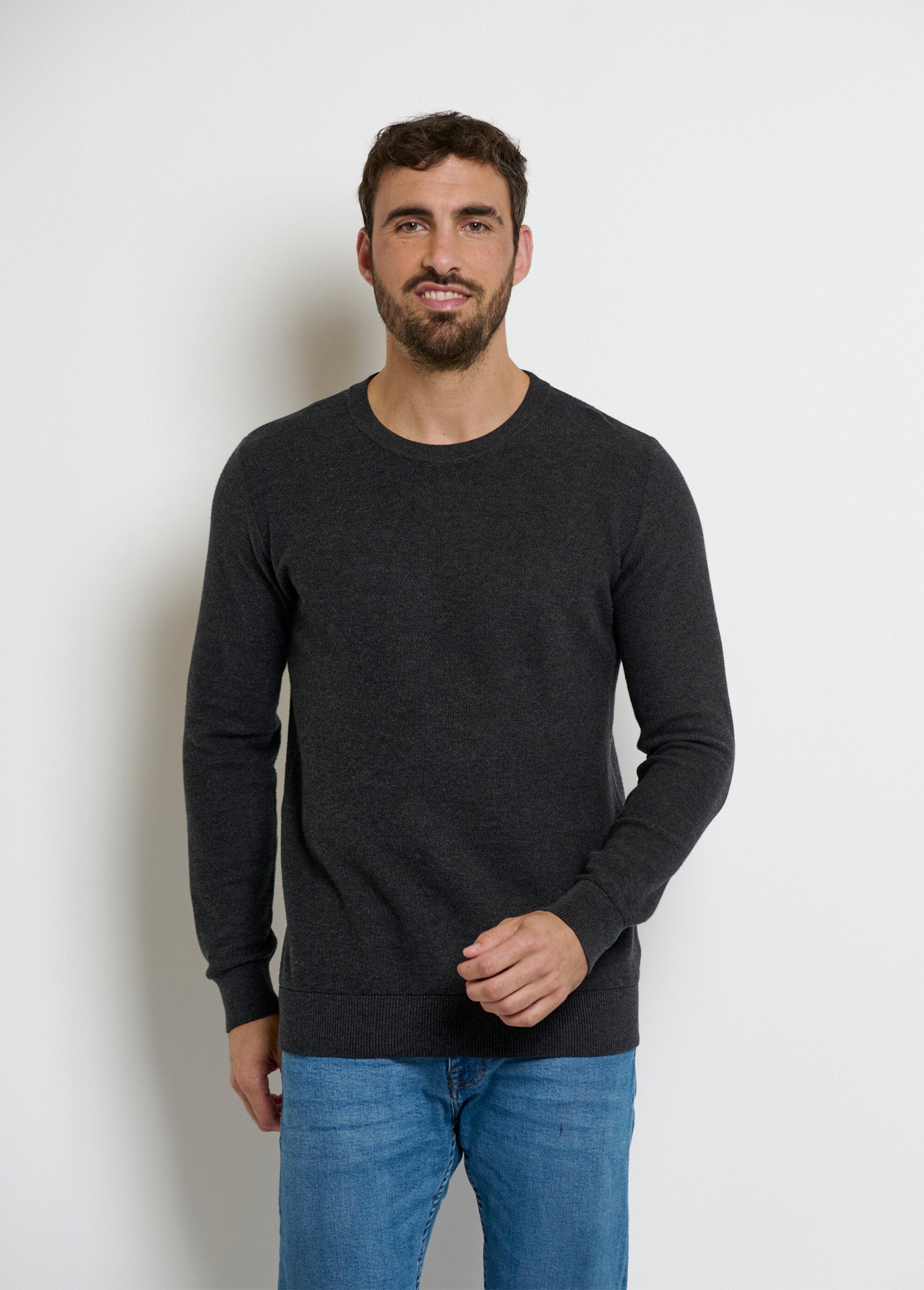 Pull_col_rond_maille_piquée_fantaisie_Gris_FA1_slim