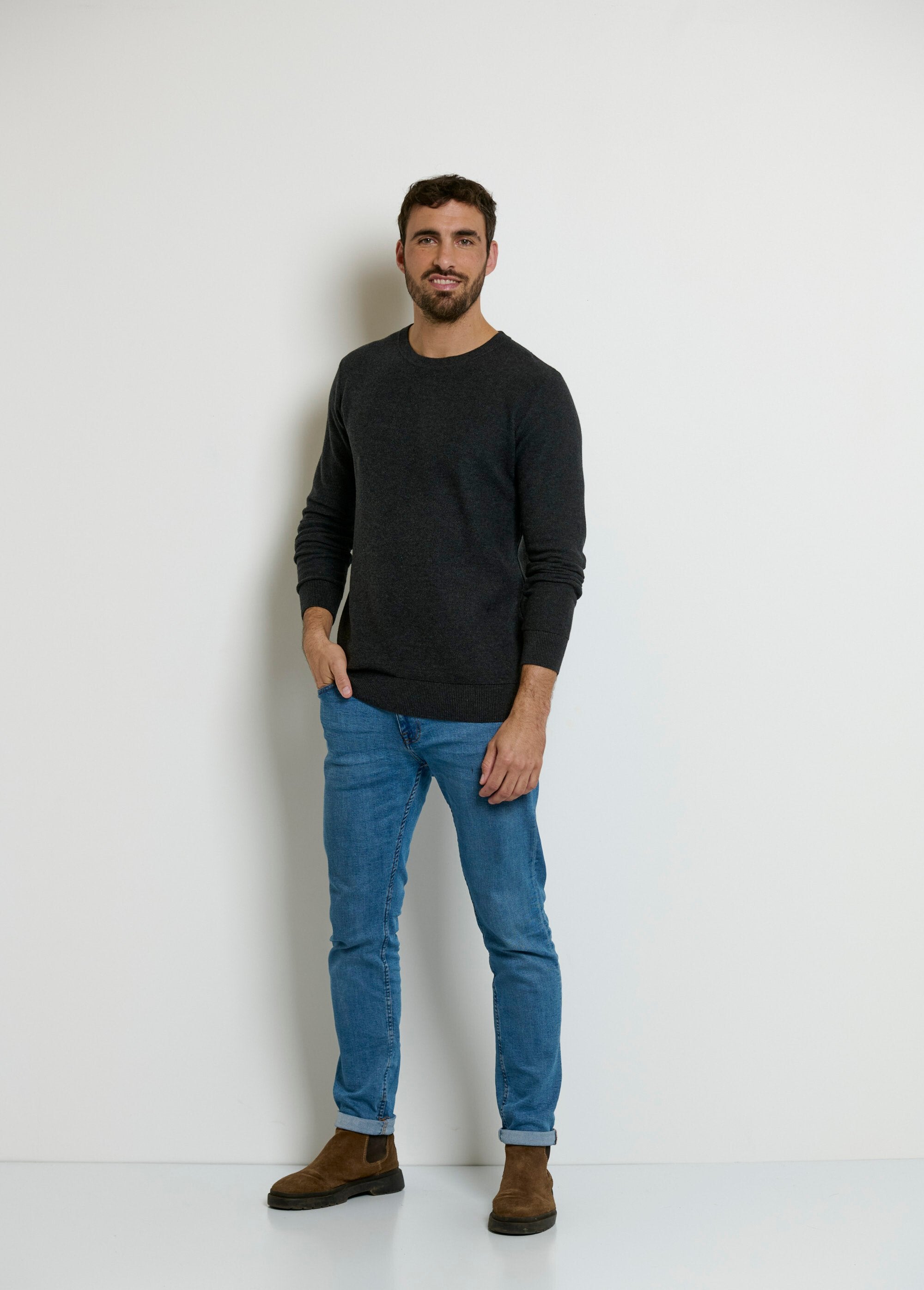 Pull_col_rond_maille_piquée_fantaisie_Gris_SF1_slim
