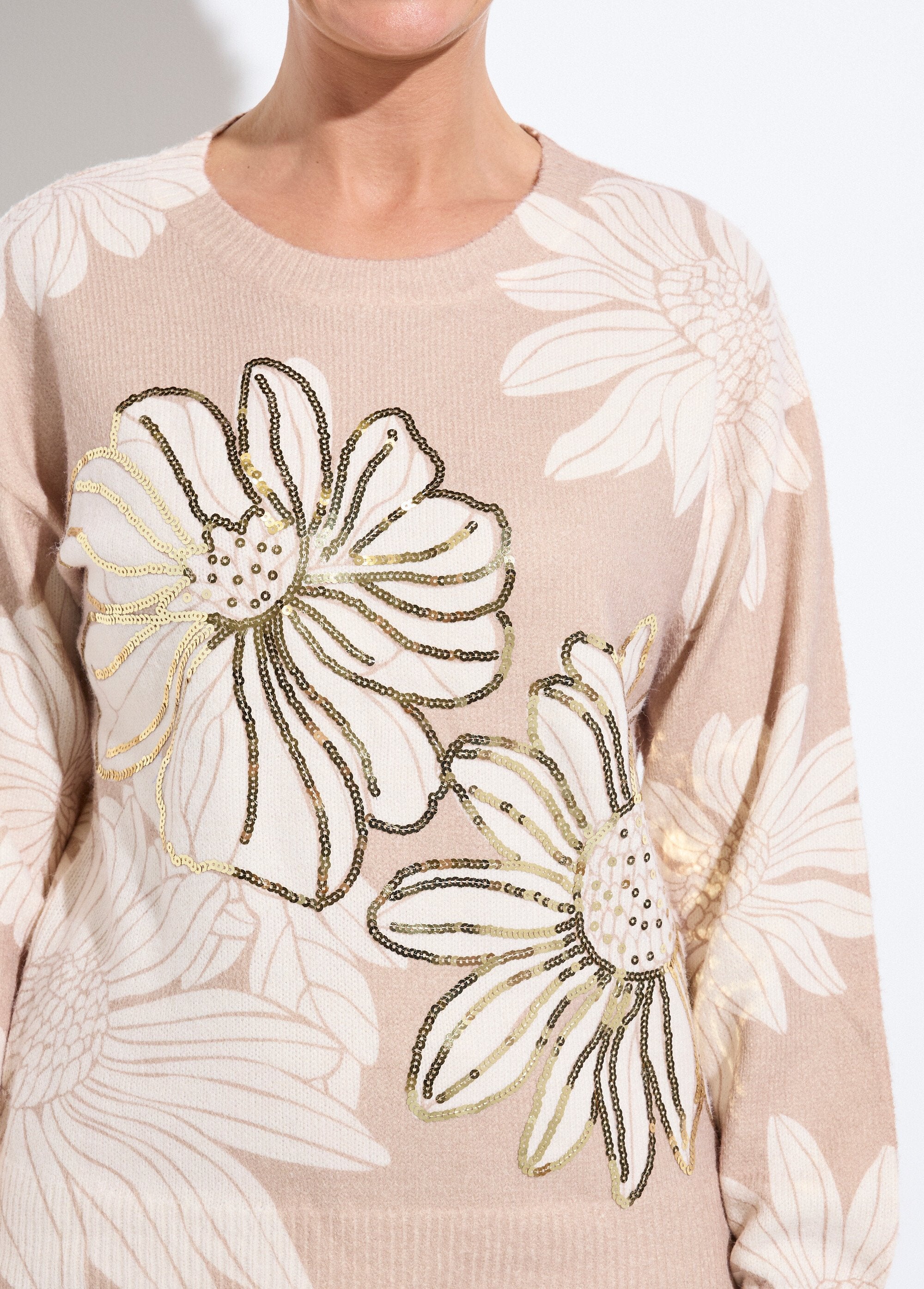 Pull_fin_imprimé_fleurs_sequins_col_rond_Beige_DE1_slim