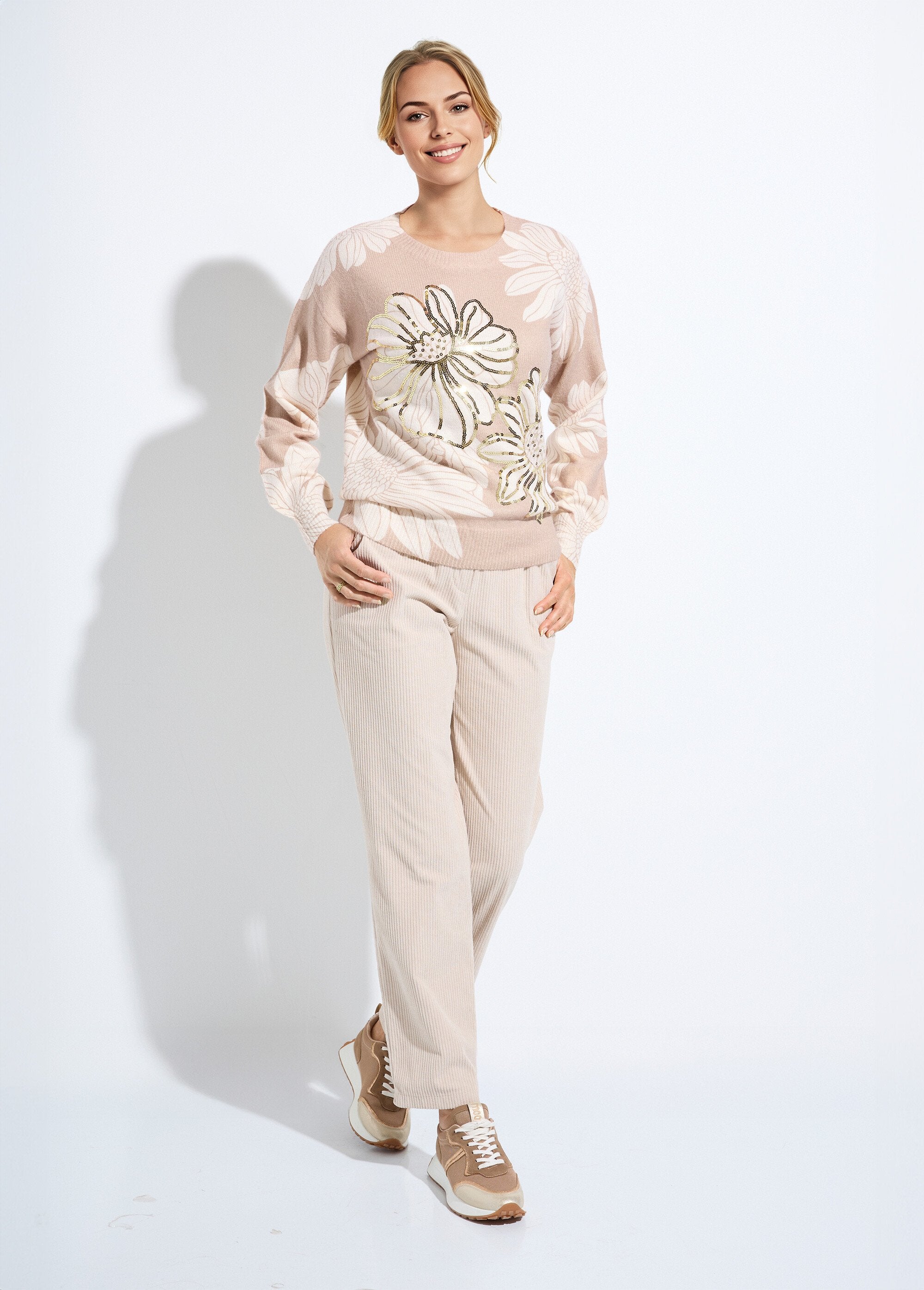 Pull_fin_imprimé_fleurs_sequins_col_rond_Beige_SF1_slim