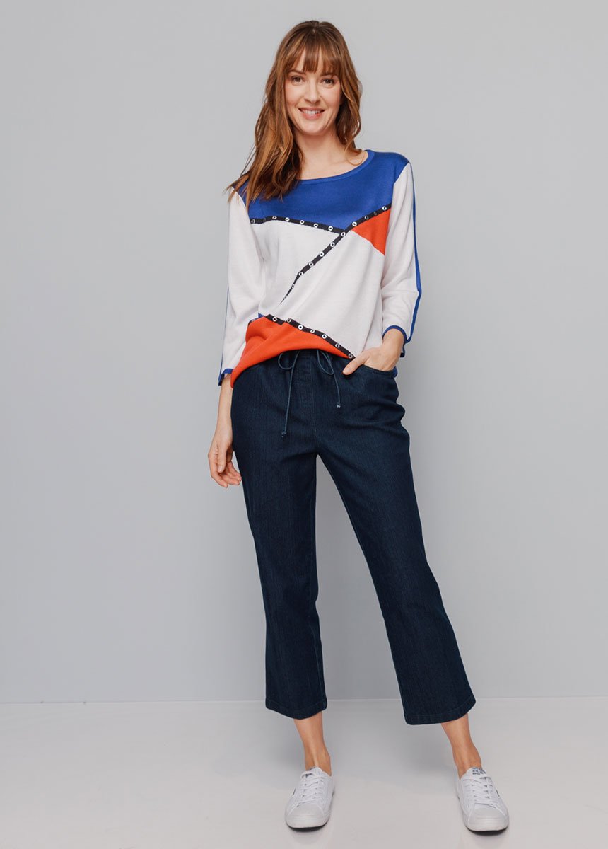 suéter_intarsia_manga_3/4_Jacquard_bleu_et_rouge_SF1_slim