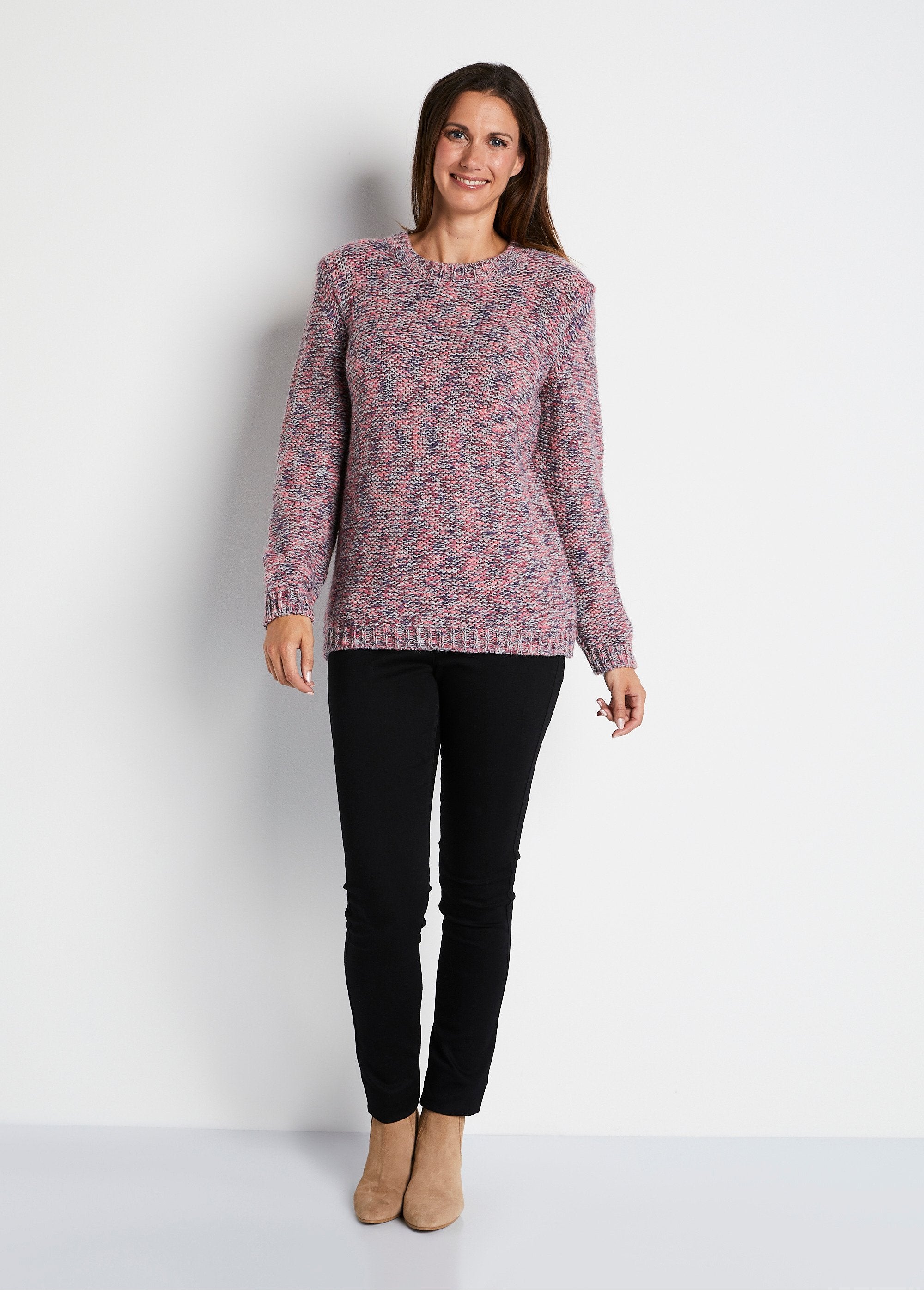 Camisola_mouliné_de_gola_redonda_com_lã_e_alpaca_Rosa_e_cinza_SF1_slim