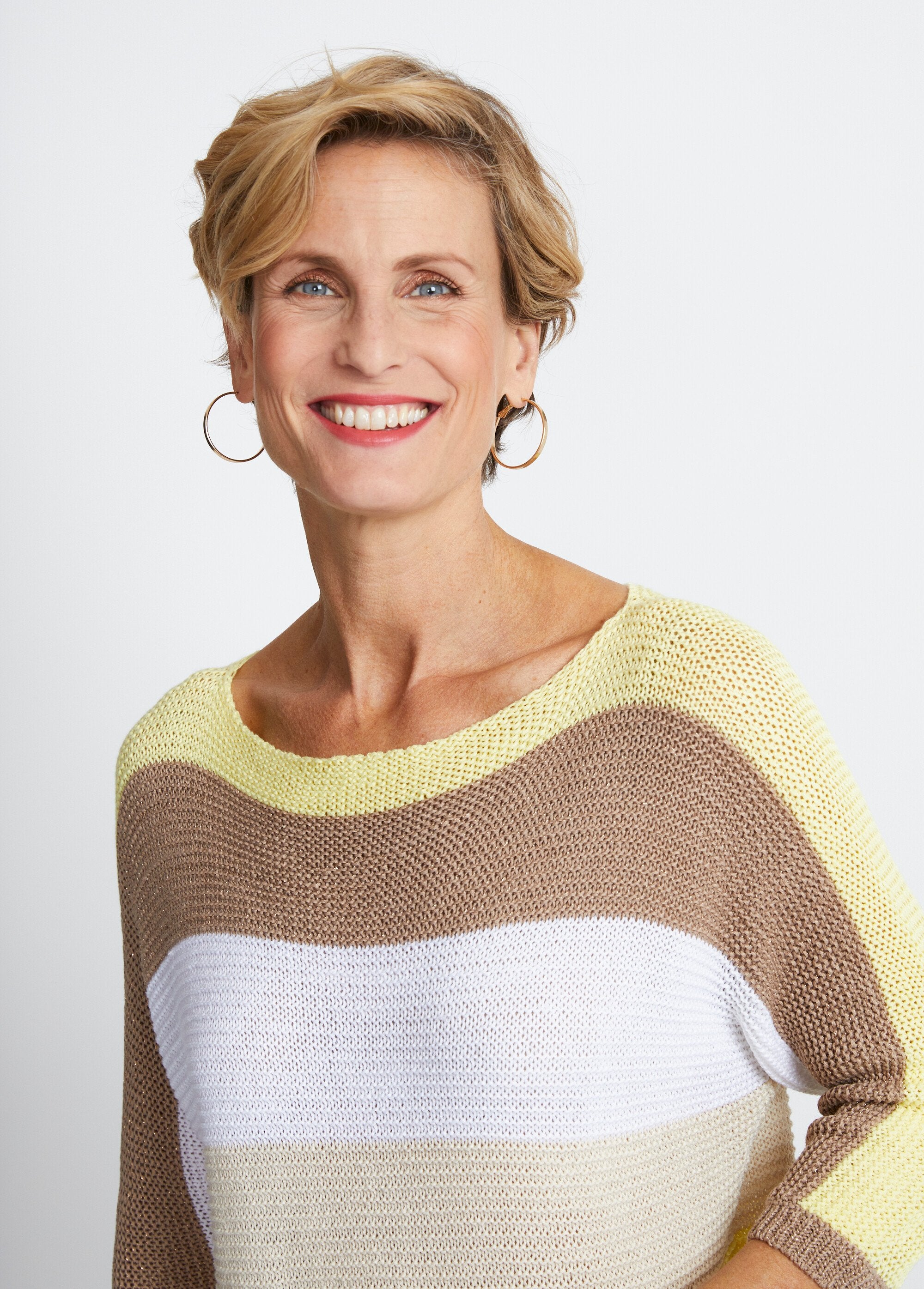 Camisola_às_riscas,_mangas_3/4,_ponto_musgo_Jaune_et_dore_DE1_slim