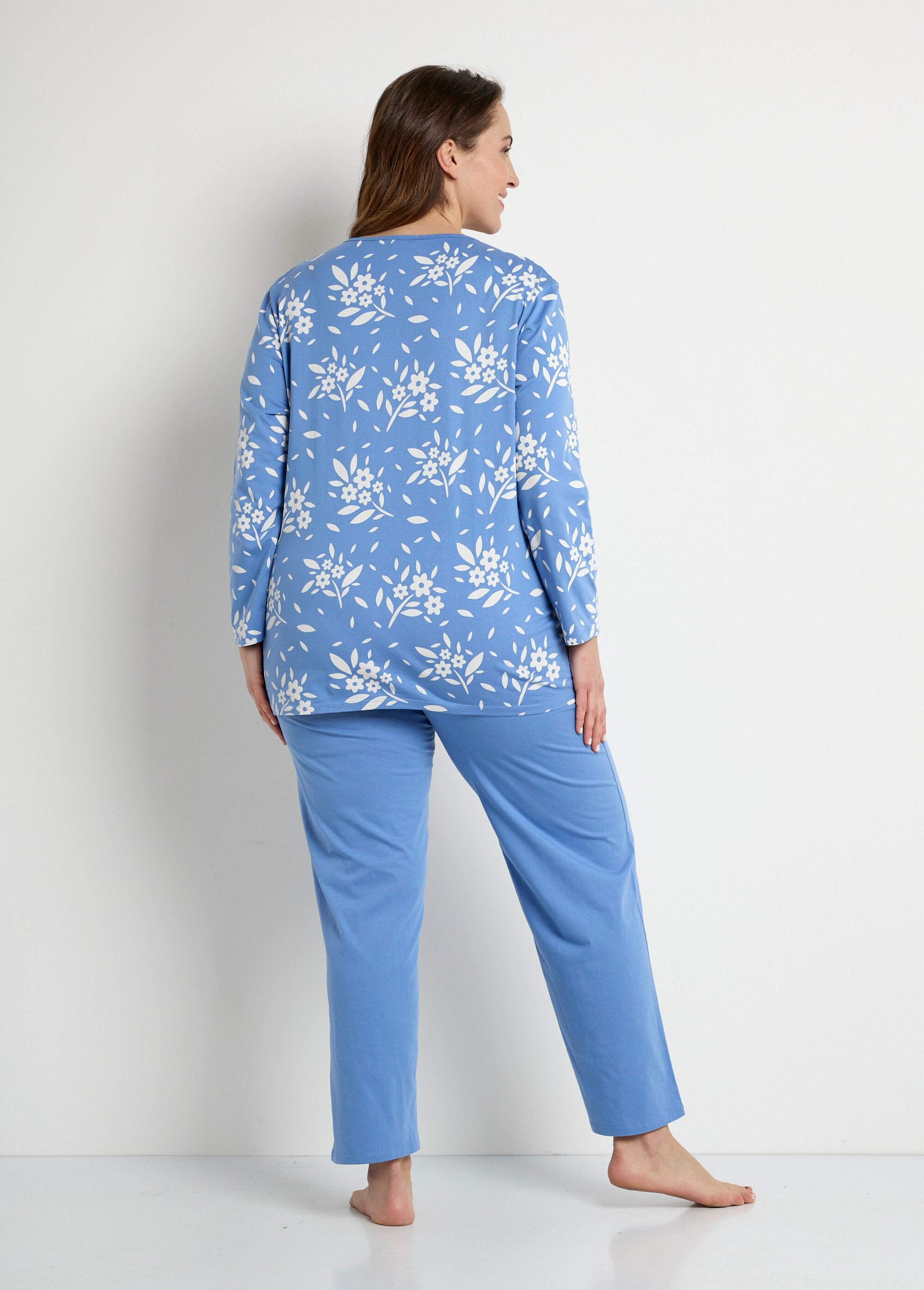 Pijama_de_algodão_com_decote_em_V_e_manga_comprida_com_botões_Bleu_DO1_curvy