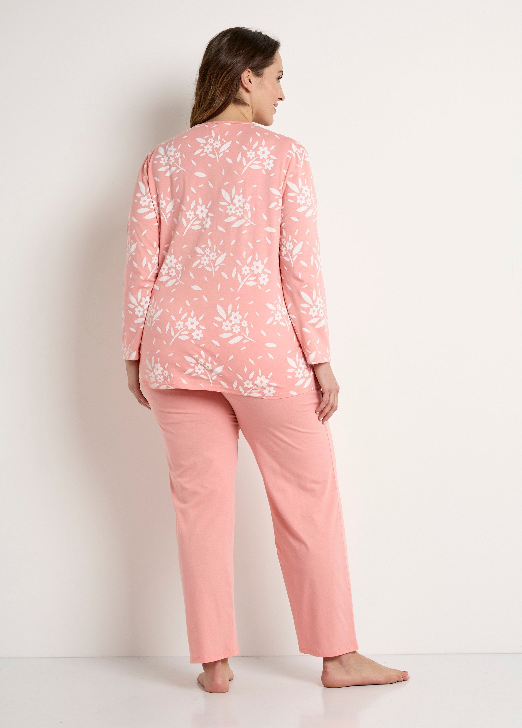 Pijama_de_algodão_com_decote_em_V_e_manga_comprida_com_botões_Corail_DO1_curvy