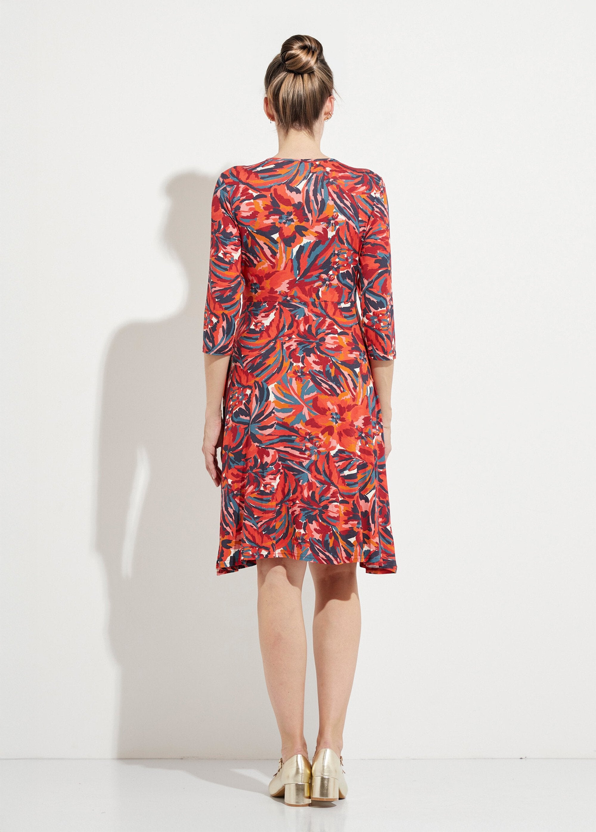 Robe_cache-coeur_courte_manches_3/4_motif_floral_Imprime_tomette_DO1_slim