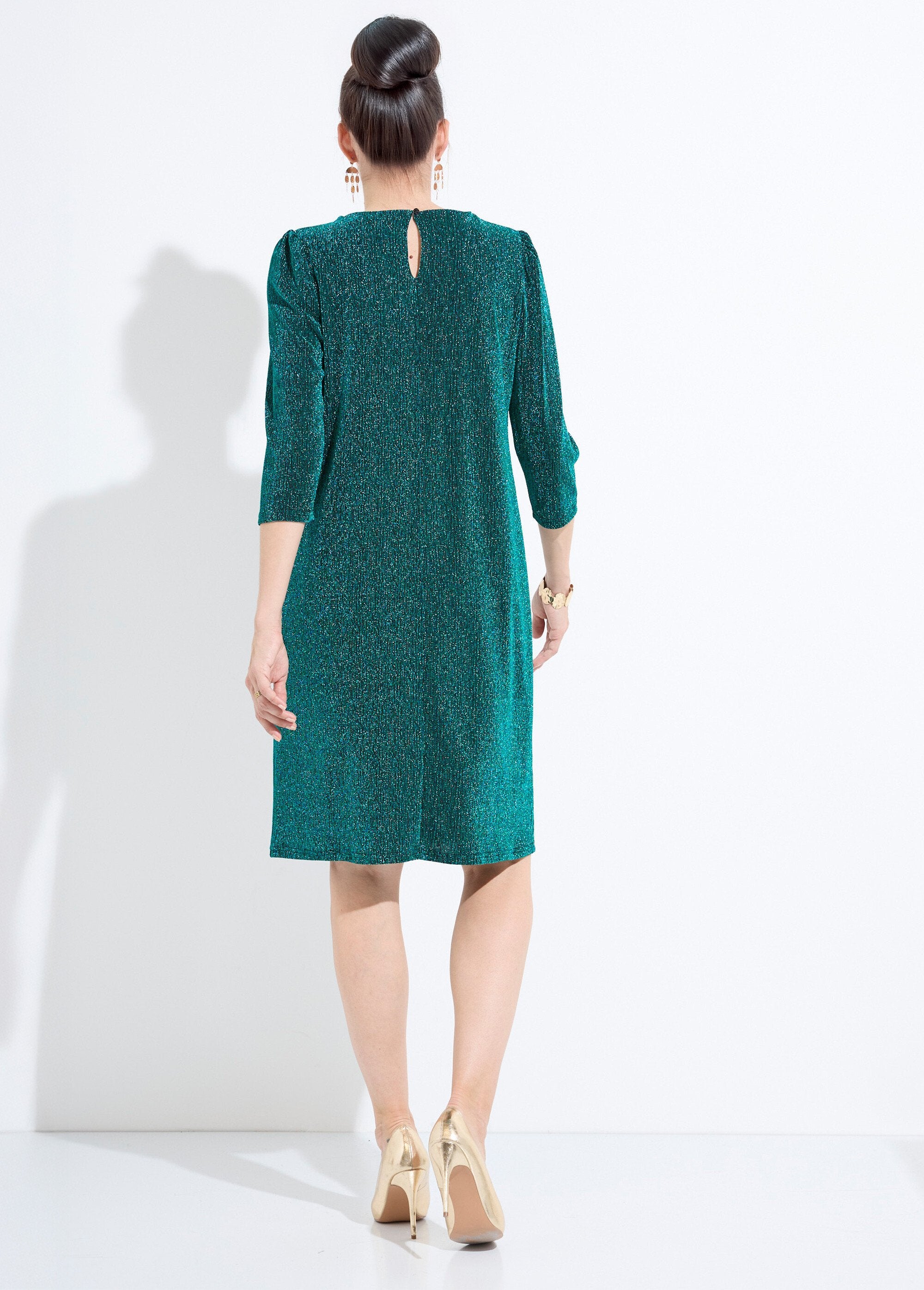 Robe_droite_courte_maille_brillante_métallisée_Vert_DO1_slim