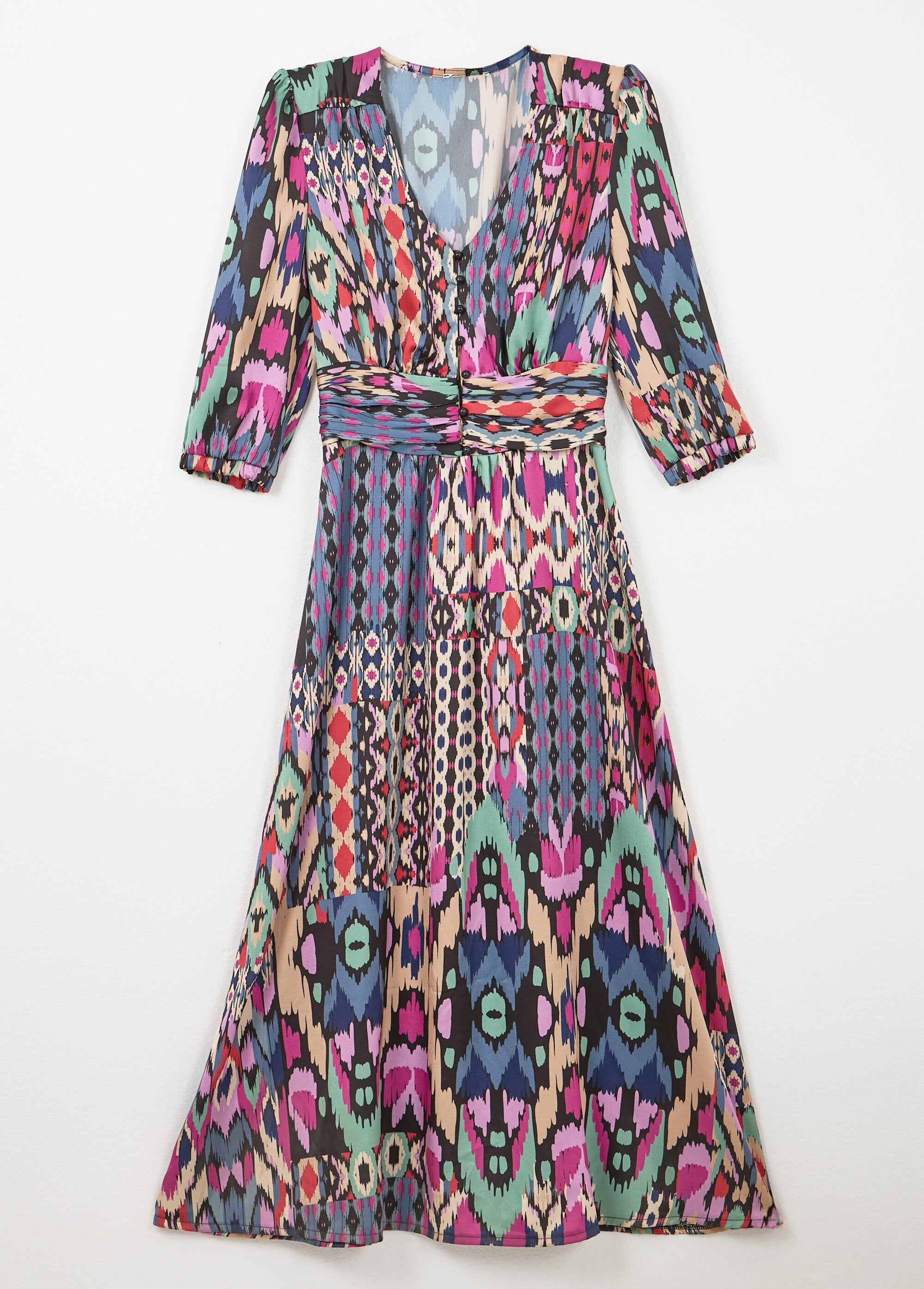 Vestido_longo_de_cetim_com_estampa_étnica_e_mangas_3/4_Multicolore_AP1_slim