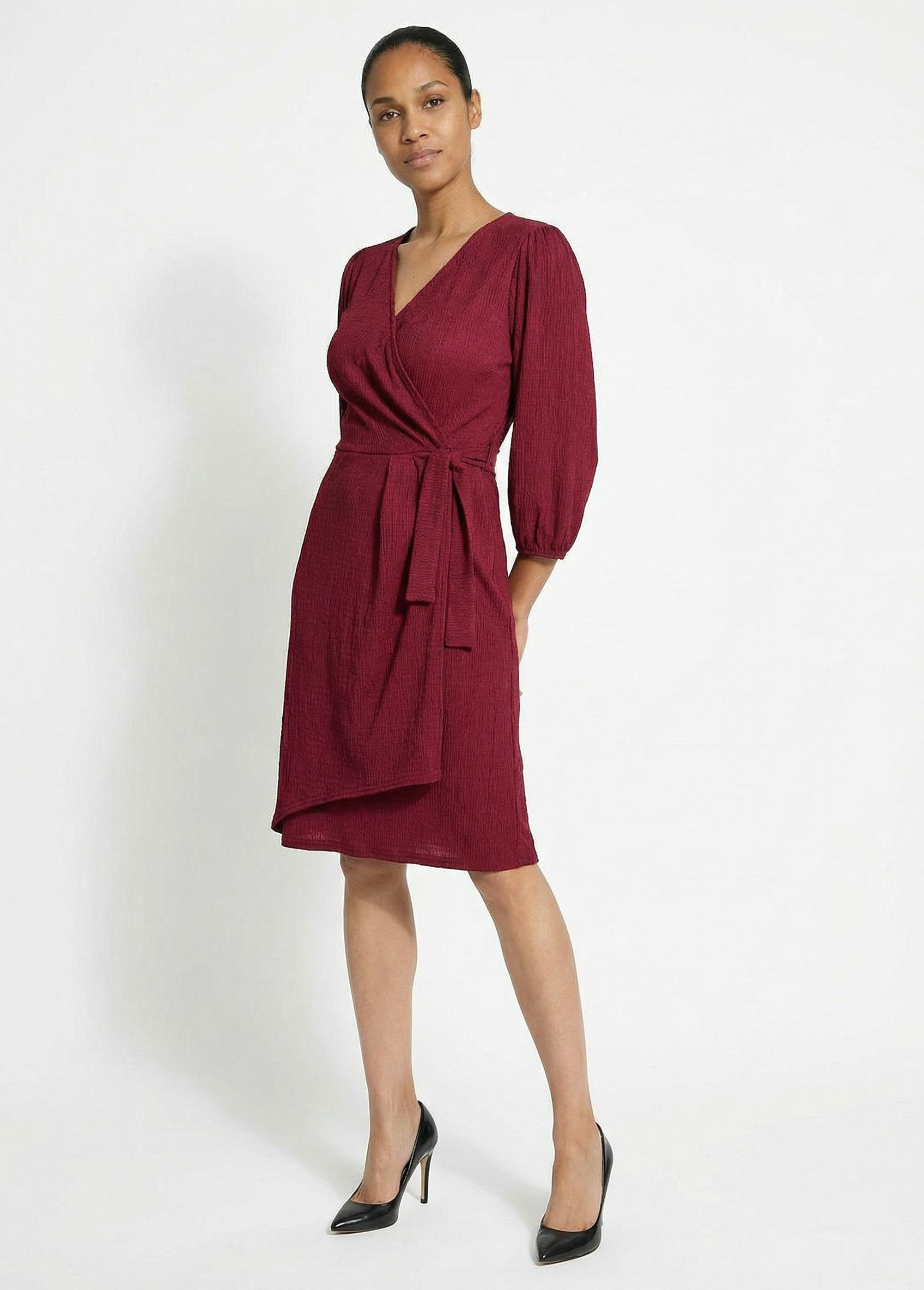 Robe_portefeuille_en_maille_gaufrée_Bordeaux_SF1_slim