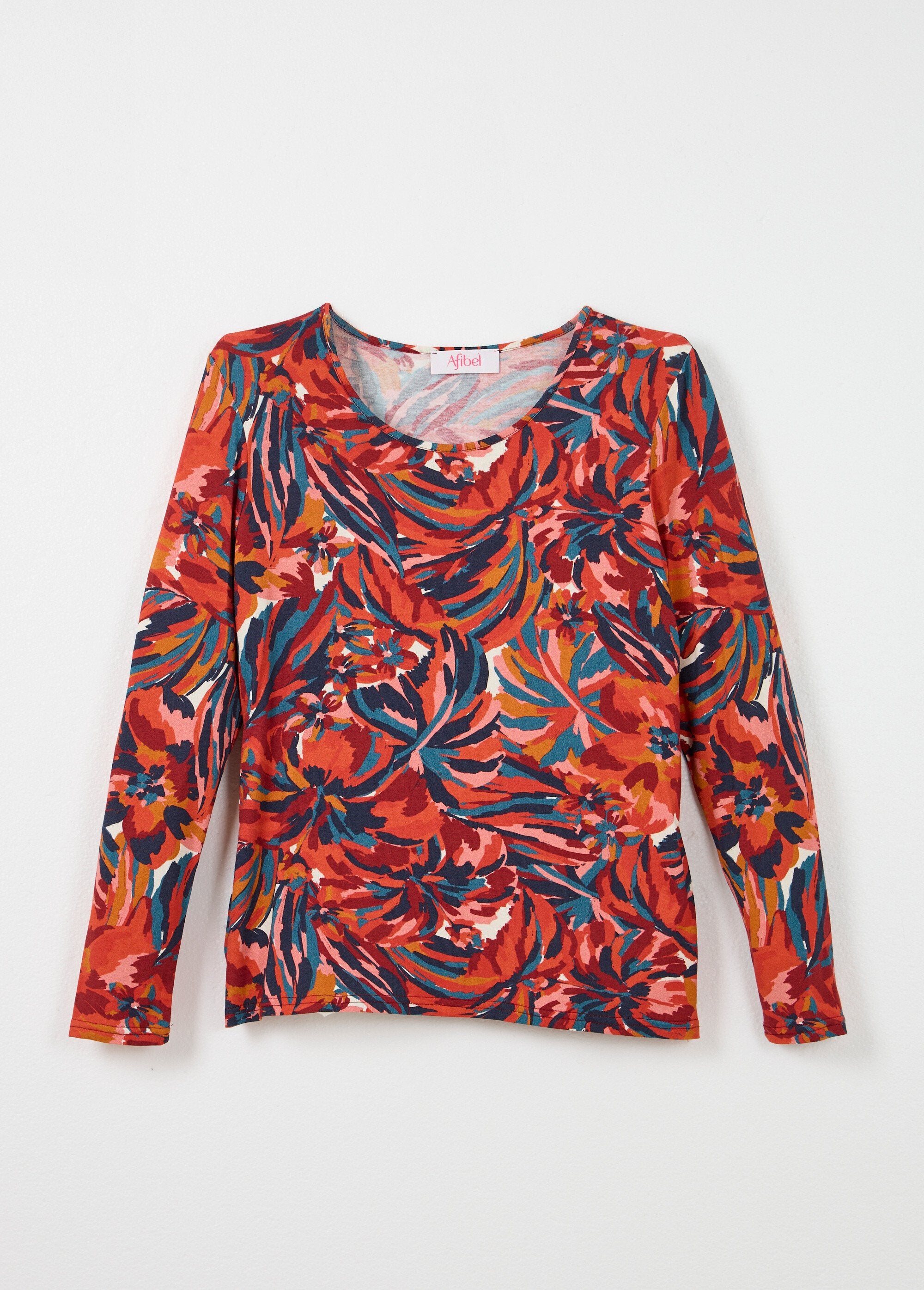 T-shirt_col_rond_manches_longues_floral_Imprime_tomette_AP1_slim