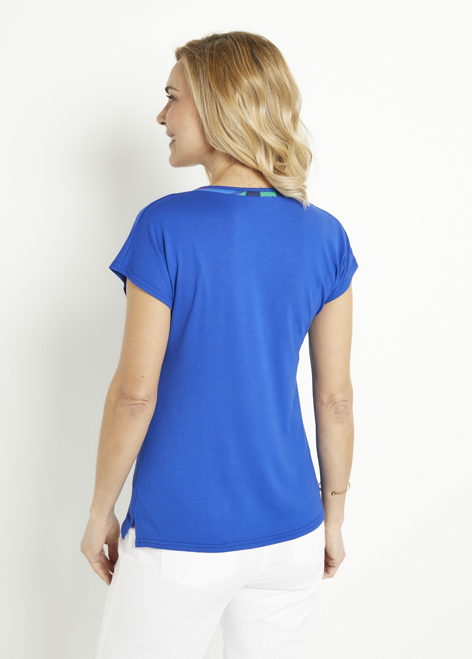 T-shirt_long_col_rond_uni_ou_imprimé_manches_courtes_Uni_bleu_DO1_slim