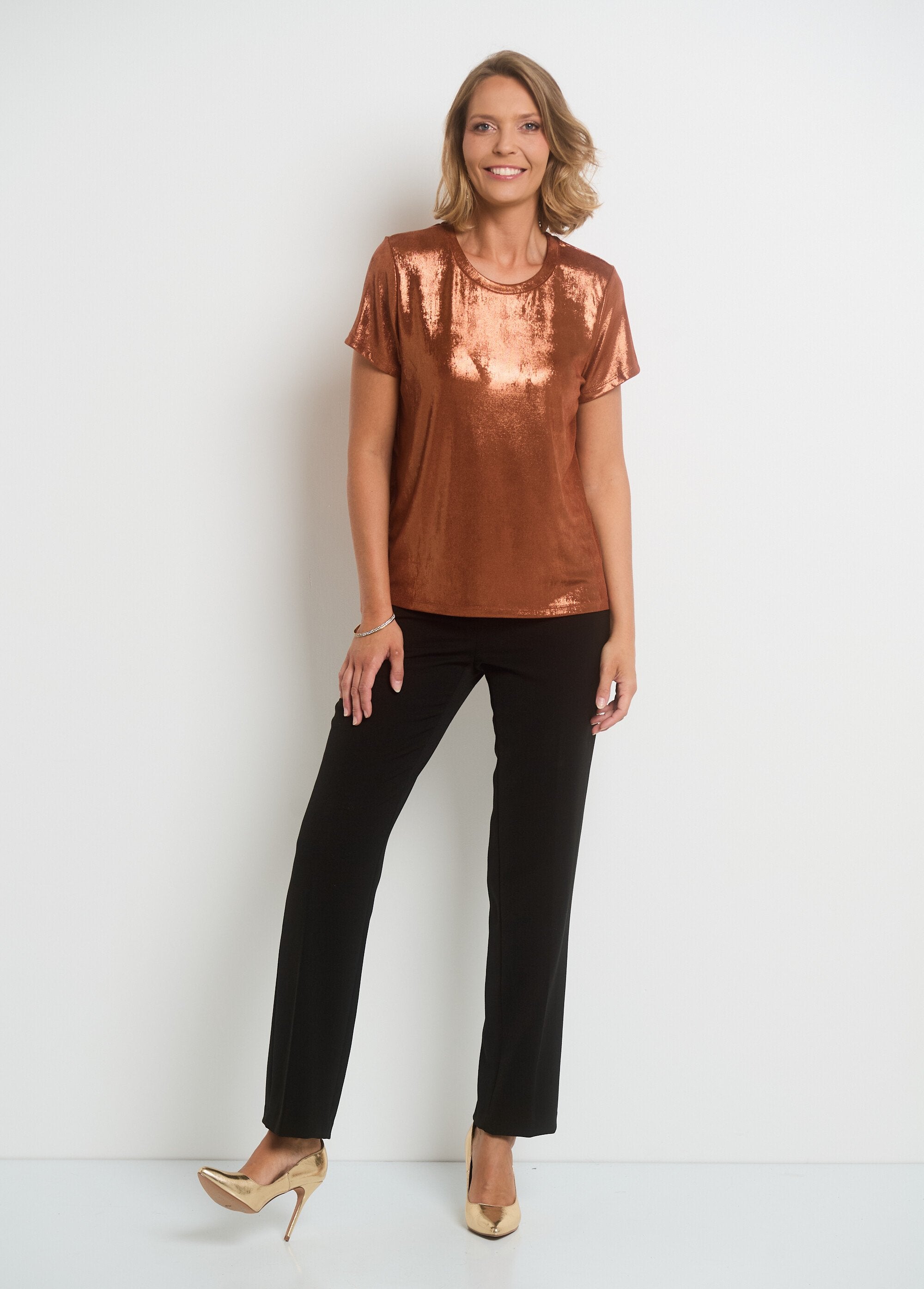T-shirt_metálica_de_manga_curta_Paprika_brillant_SF1_slim
