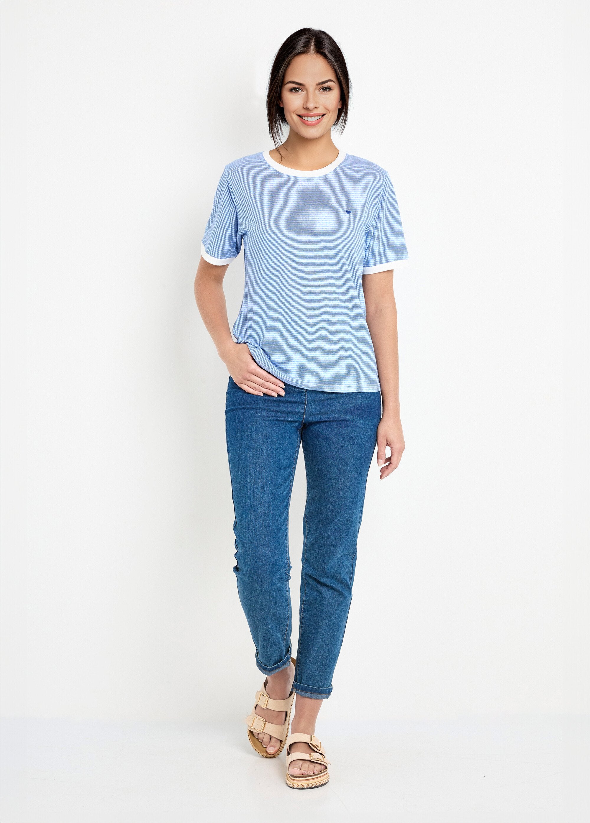 T-shirt_rayé_extensible_col_rond_Bleu_SF1_slim