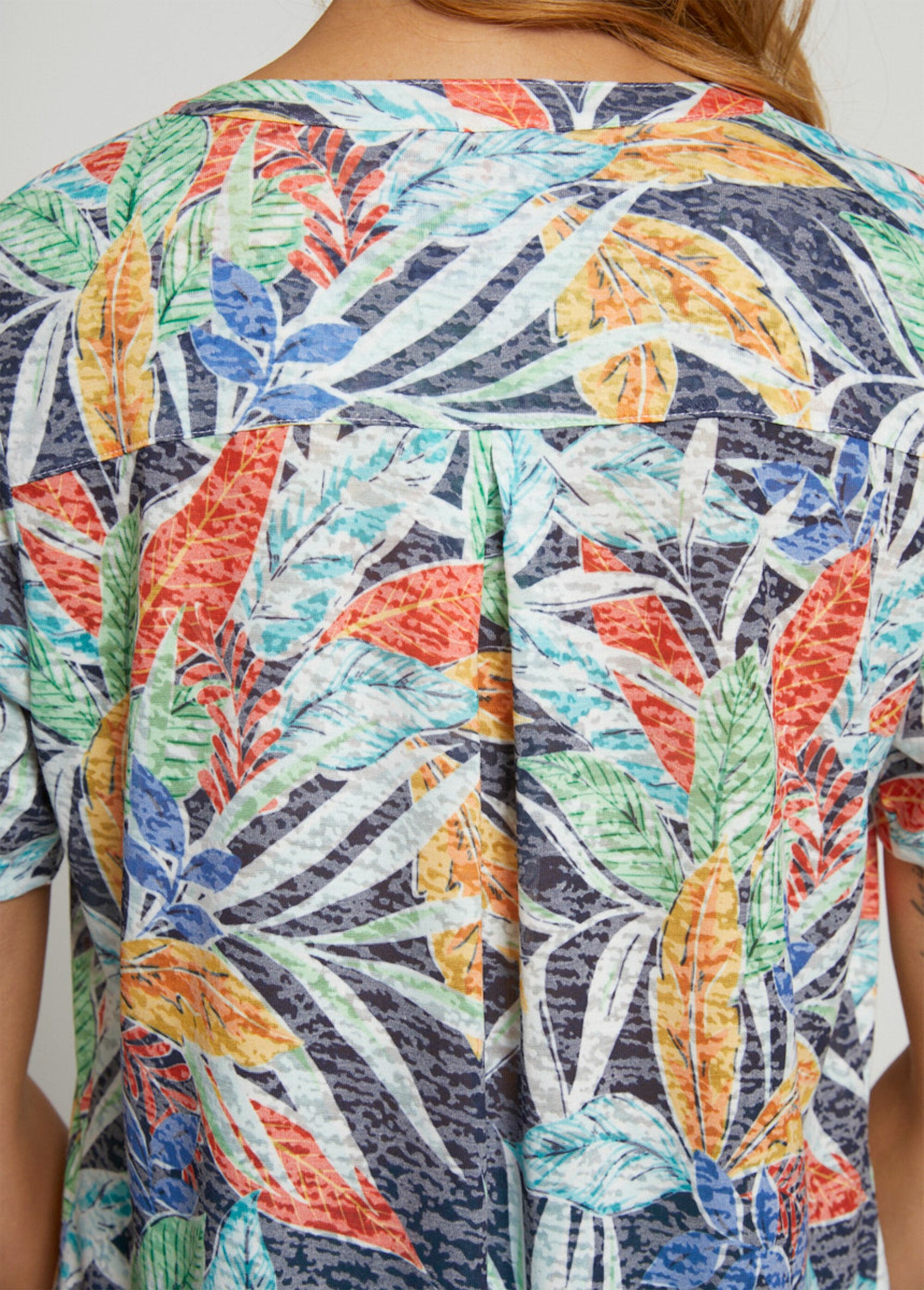 Camiseta_larga_de_malha_devoré_Marine_et_tomette_DE3_slim