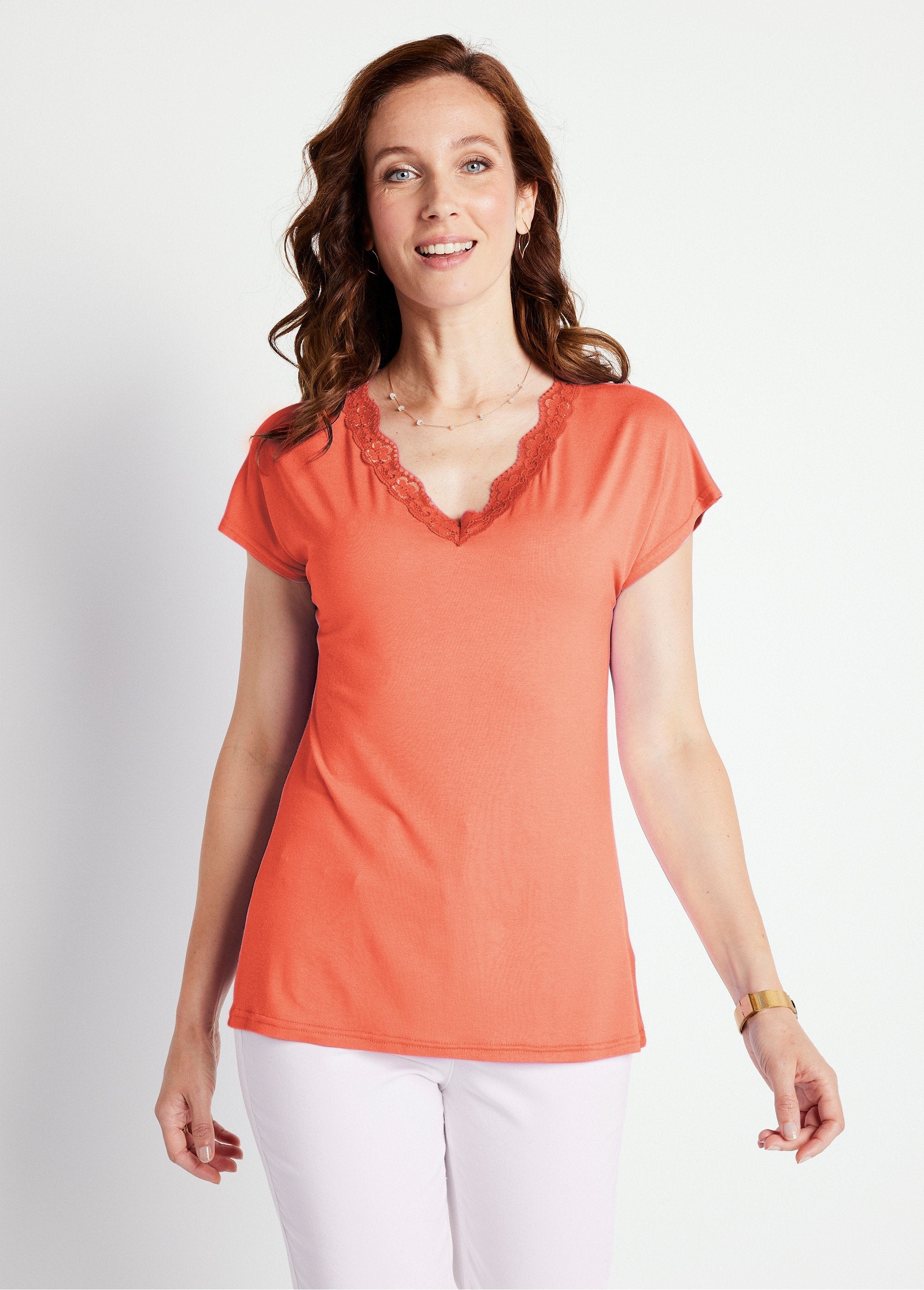 T-shirt_curta_em_renda_stretch_Coral_FA1_slim