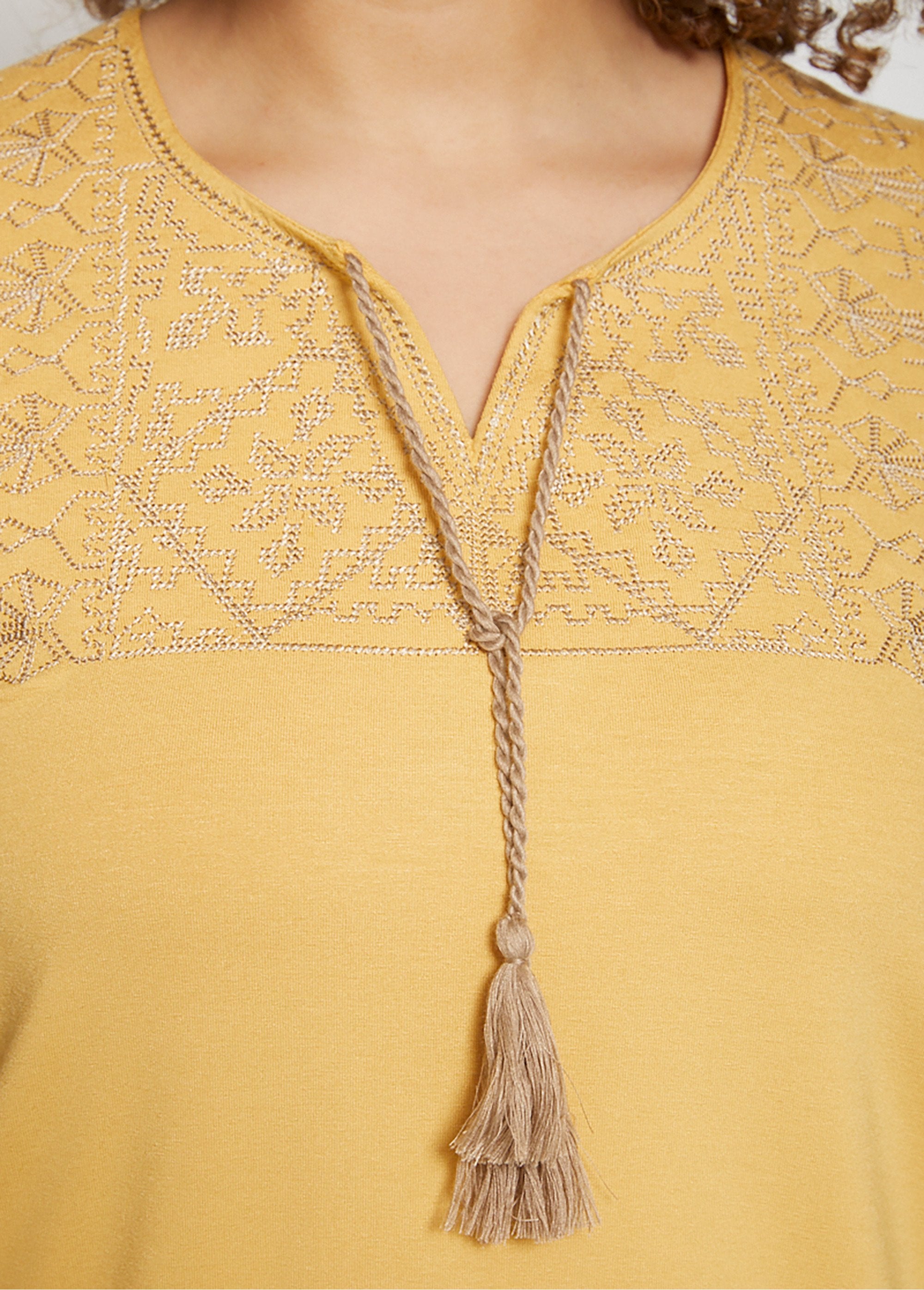 T-shirt_brodé_droit_lien_pompoms_Jaune_DE1_curvy