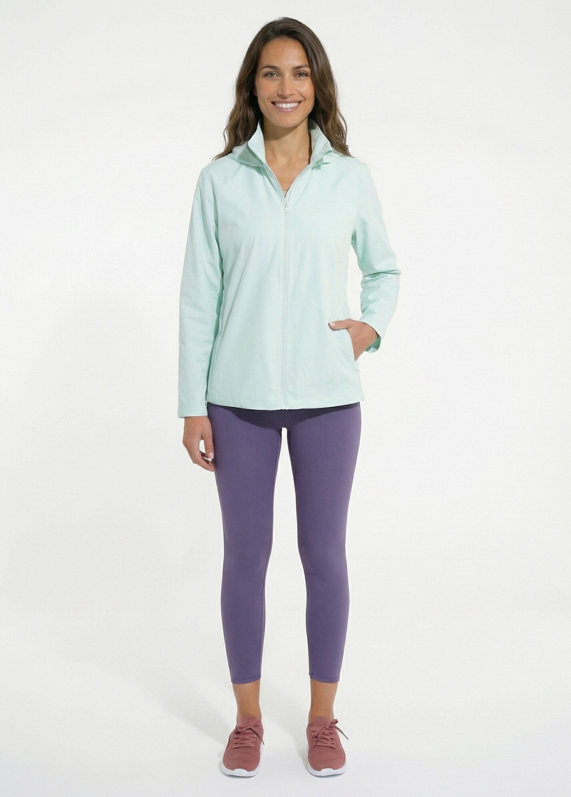 Veste_coupe-vent_zippée_à_capuche_Vert_SF1_slim