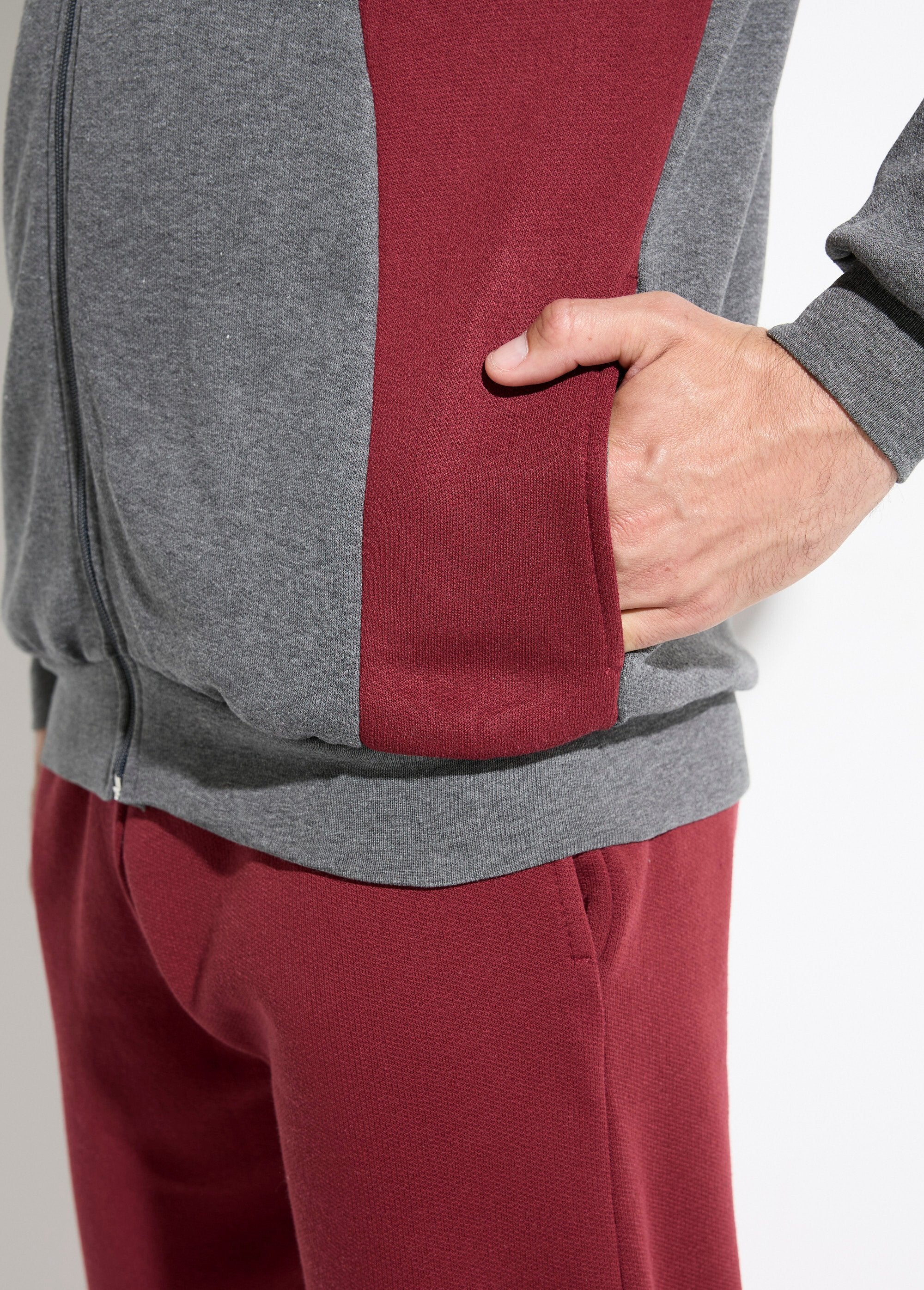 Jaqueta_de_lã_de_algodão_bicolor_com_zíper_Anthracite_et_bordeaux_DE2_slim